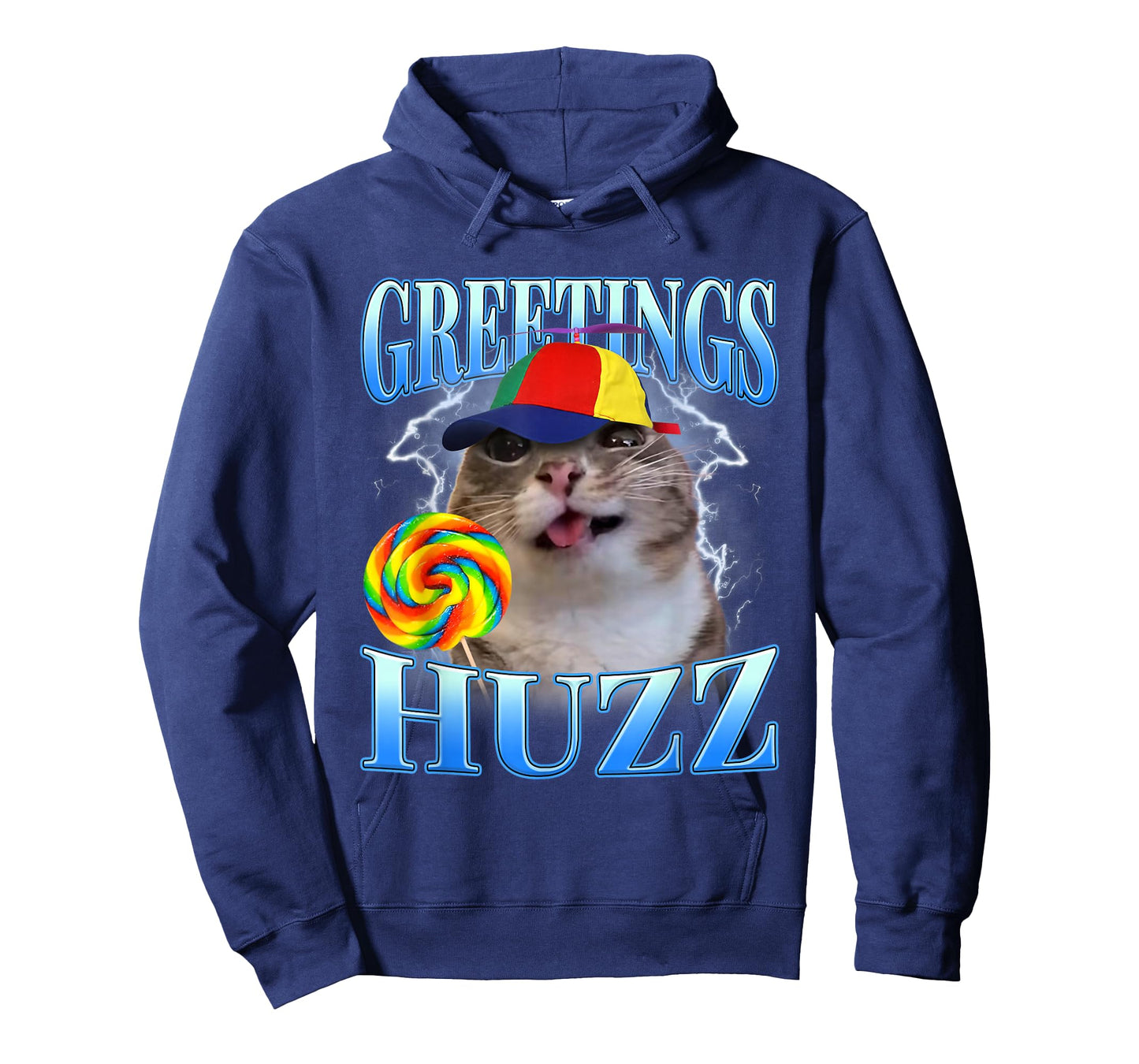 Greetings Huzz Lollipop Cat Meme Funny Gen Z Alpha Humor T-Shirt