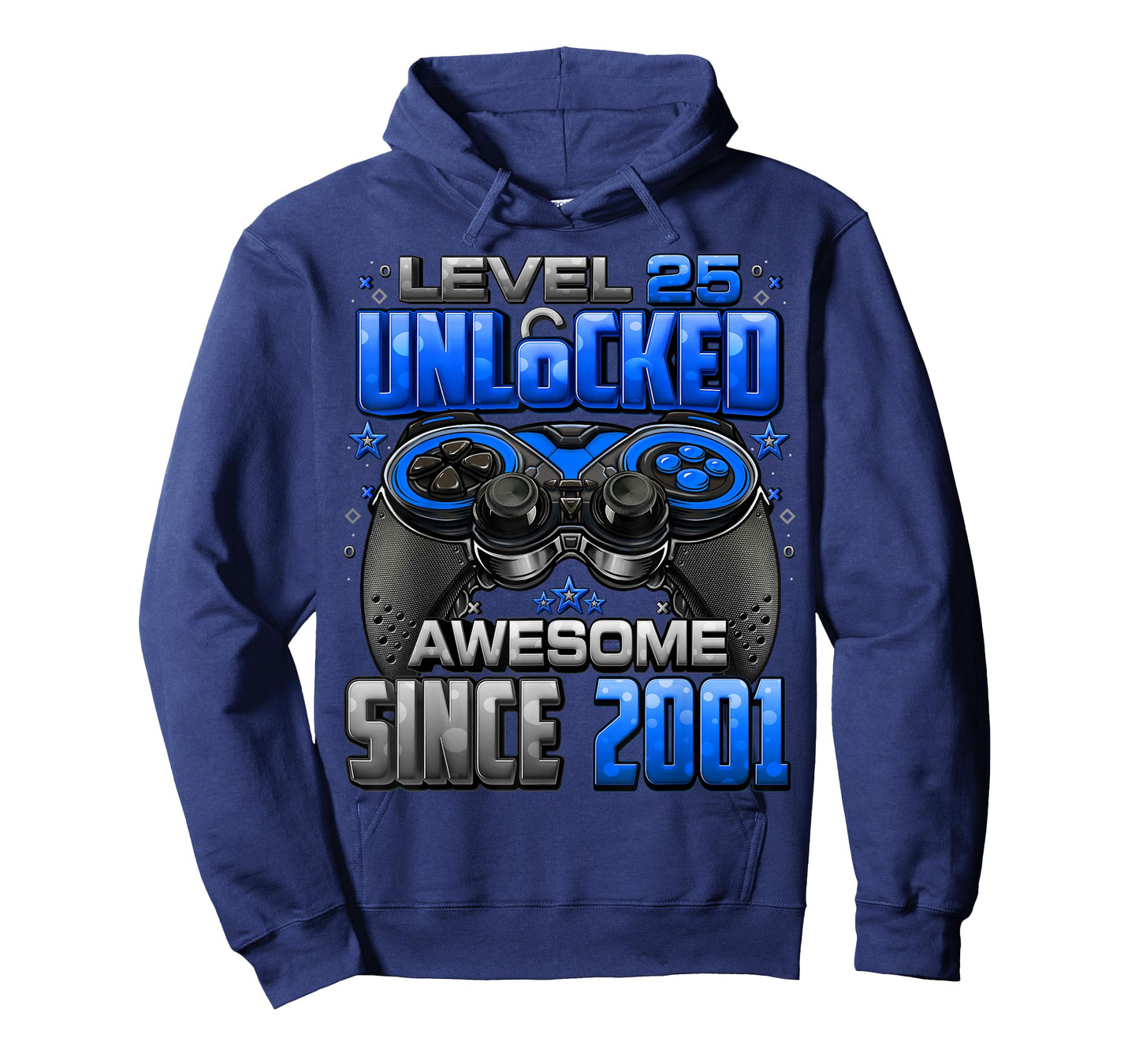 Level 25 Unlocked Awesome Since 2001 25th Birthday Gaming T-Shirt