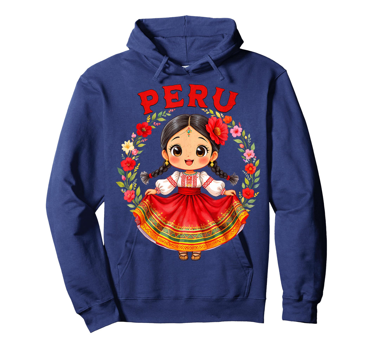 Cute Peru Girl Traditional Dress Colorful Flowers Girls Kids T-Shirt
