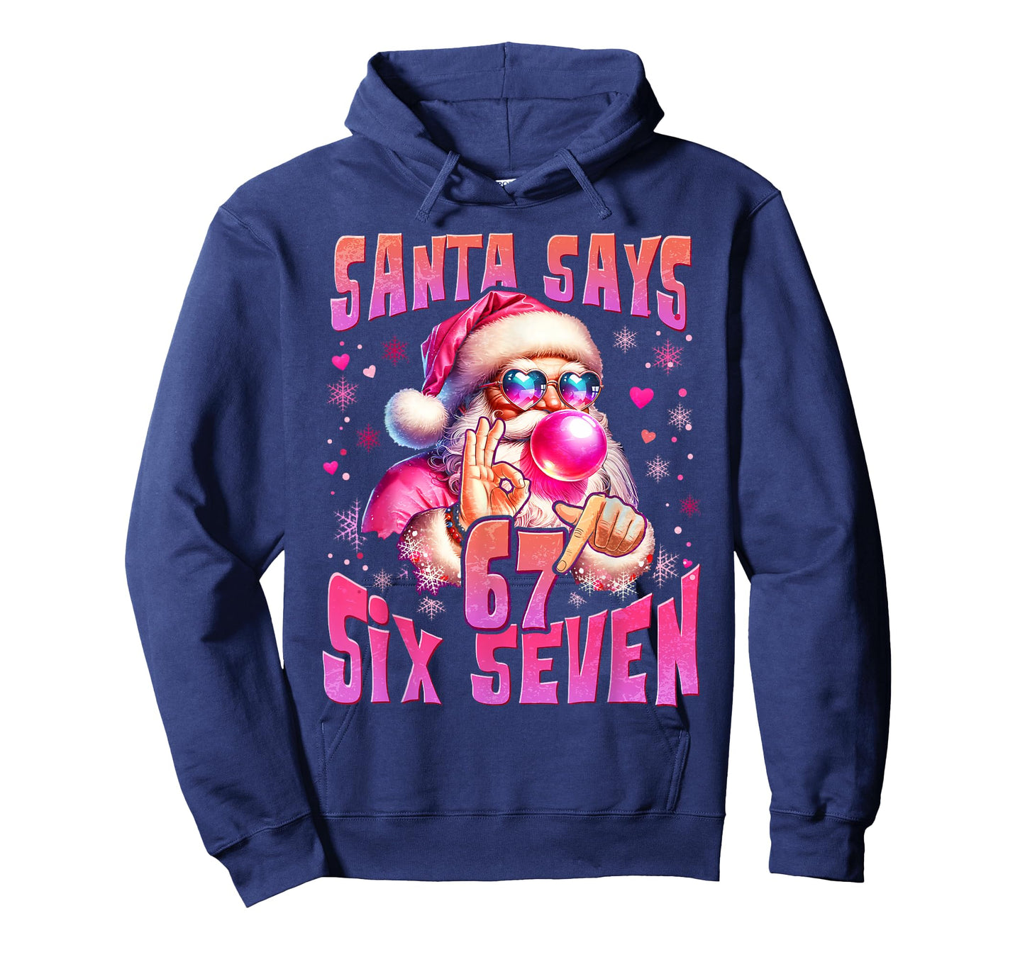 Santa Says Six Seven 6 7 Meme Santa Pink Bubble Christmas T-Shirt