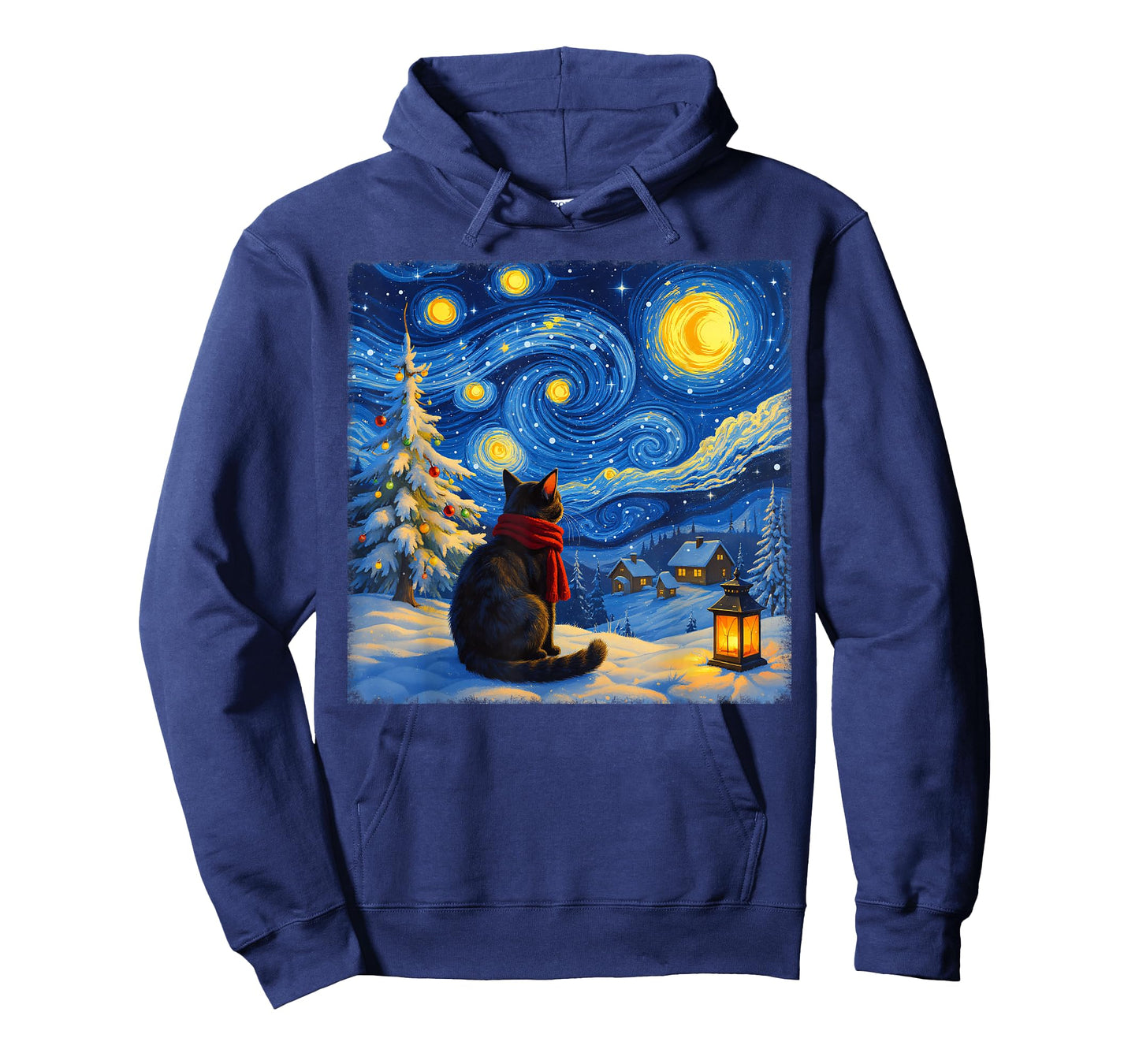 Cat Starry Night Christmas Cats Lover Winter Holiday Xmas T-Shirt