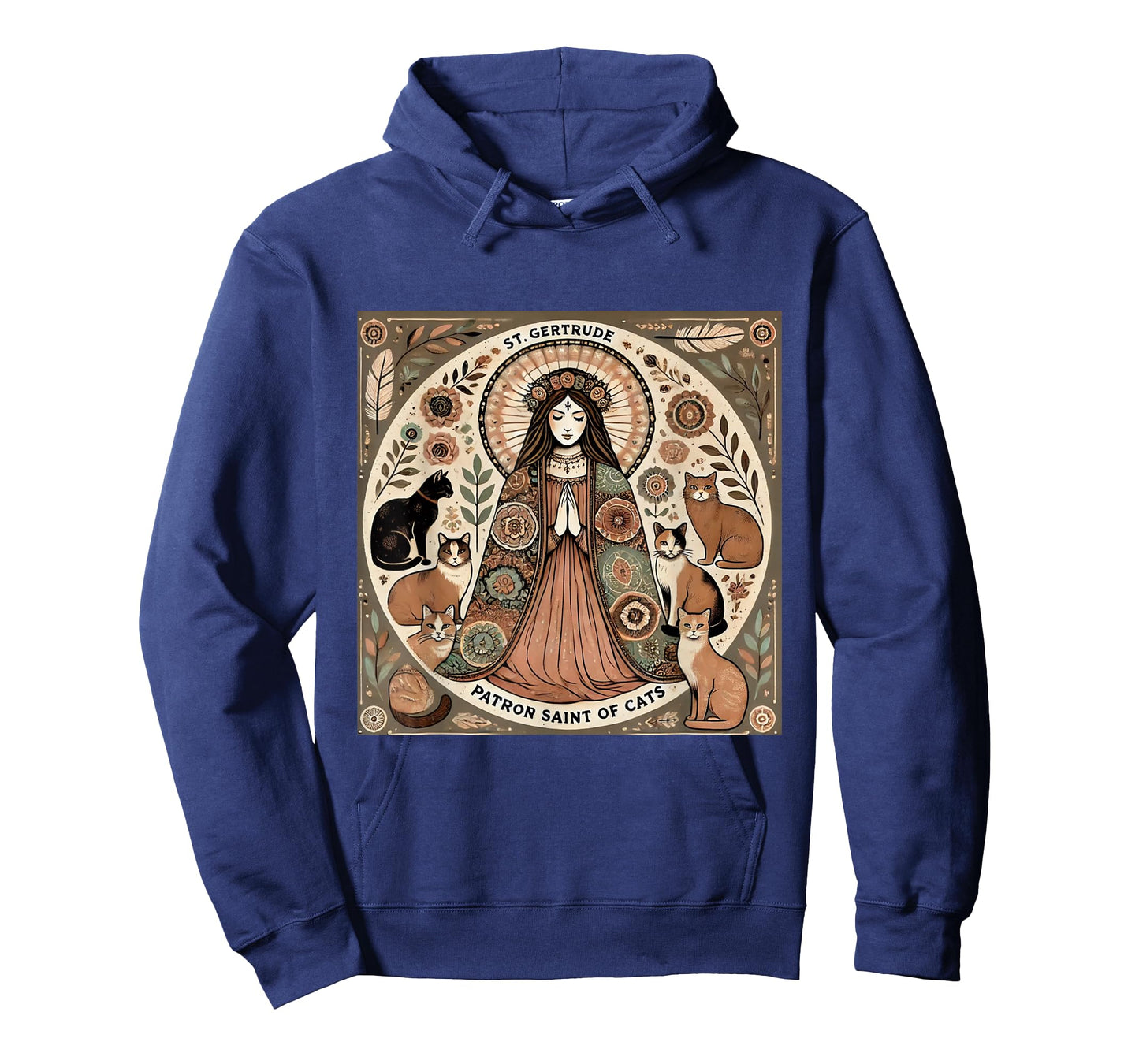 Saint Gertrude Patron St of Cats Folk Art T-Shirt