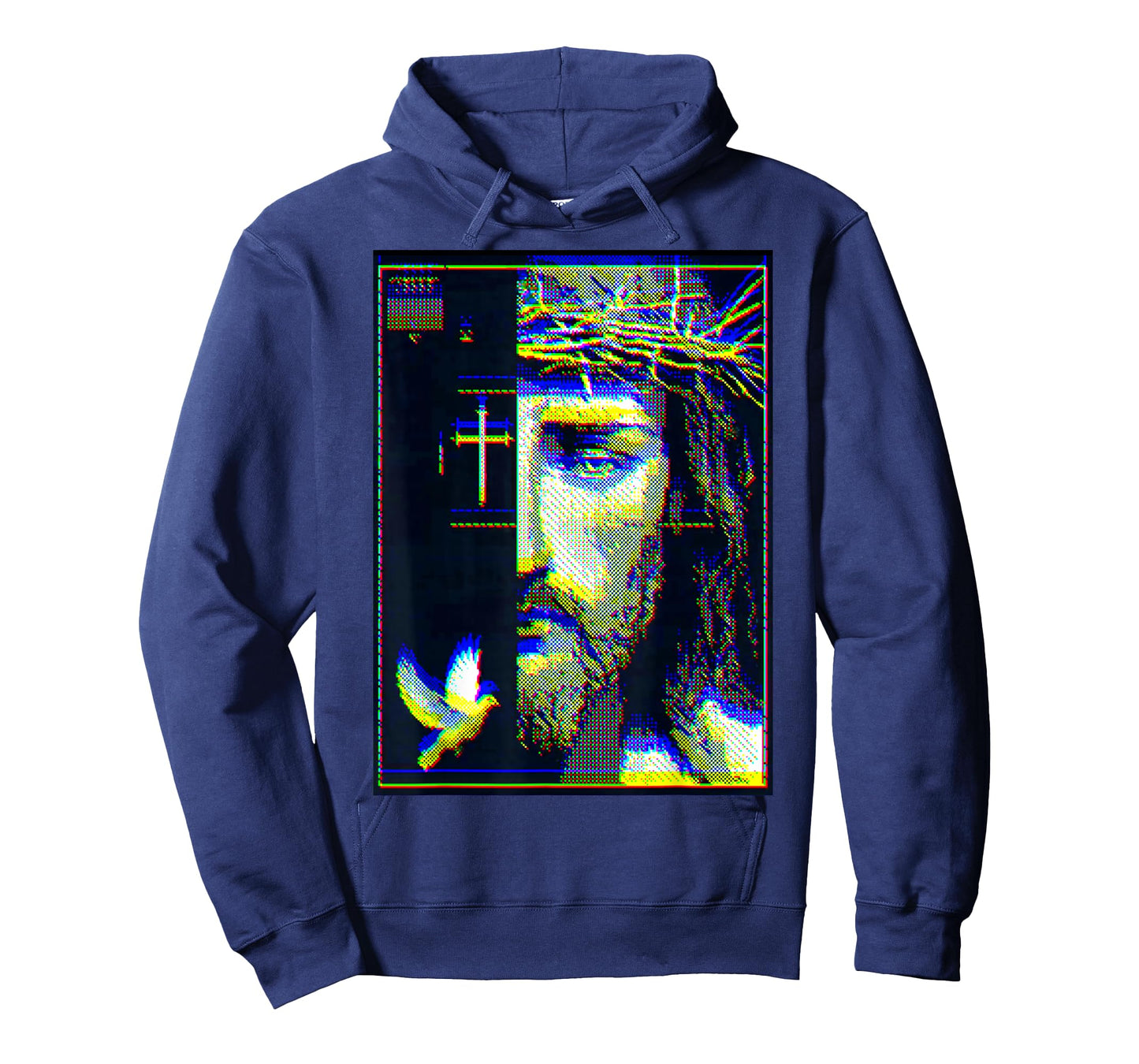 Jesus Christ Glitch Dove Crucifix Streetwear T-Shirt