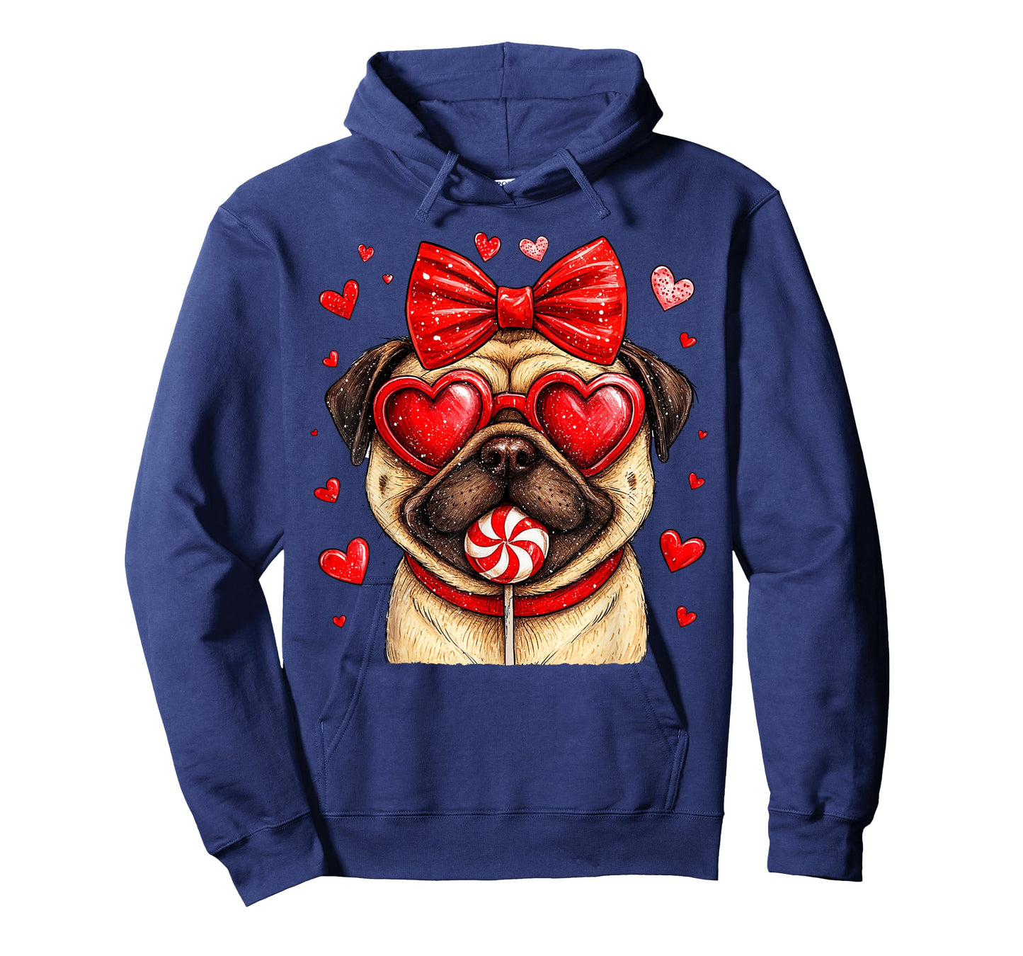 Cute Pug Valentine Heart Candy Valentines Day Girls Kids T-Shirt
