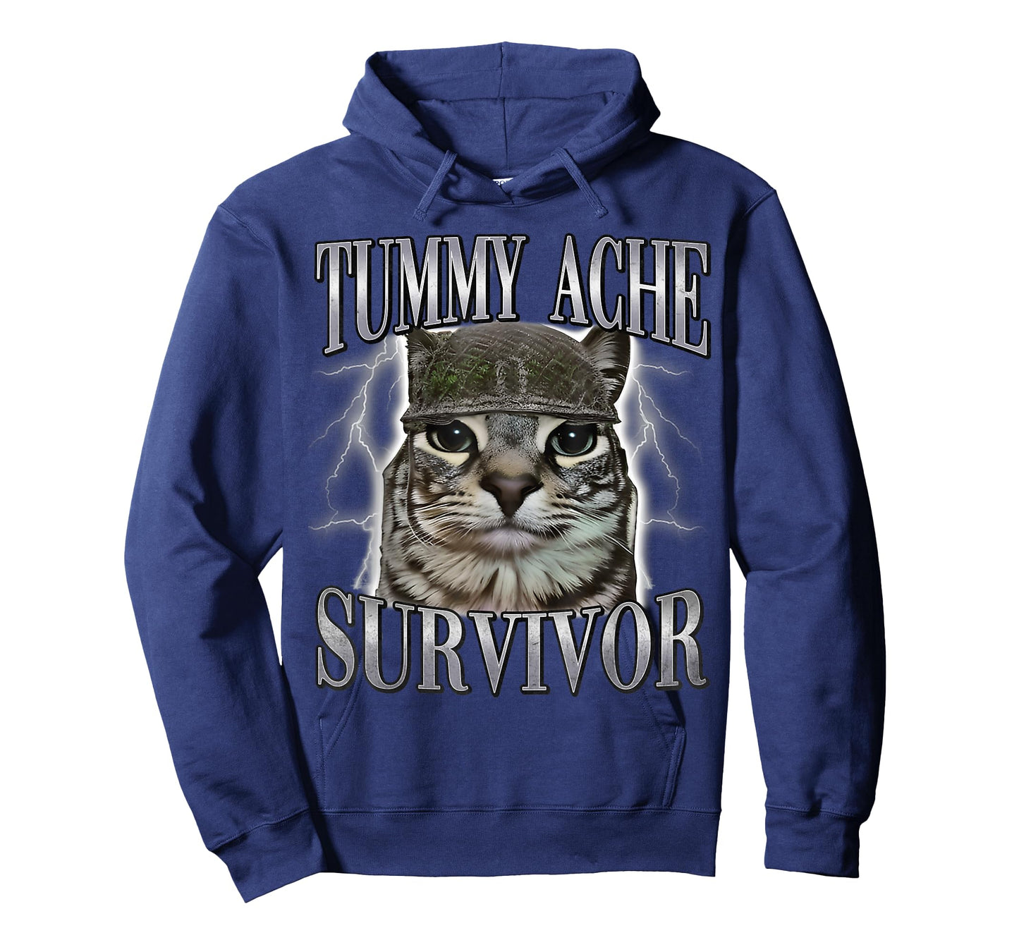 Tummy Ache Survivor Cat Meme Funny Saying Cats Animals Quote T-Shirt