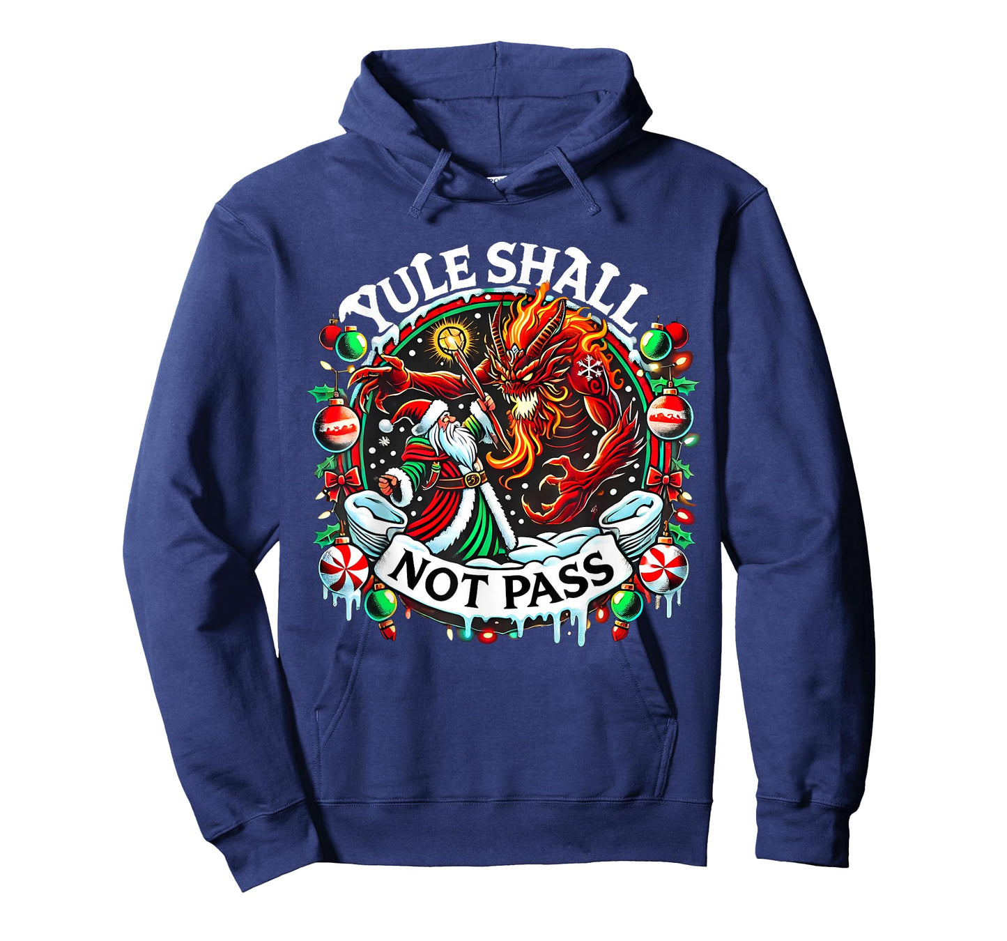 Retro Vintage Creepmas Yule Shall Not Pass Wizard Santa Xmas T-Shirt