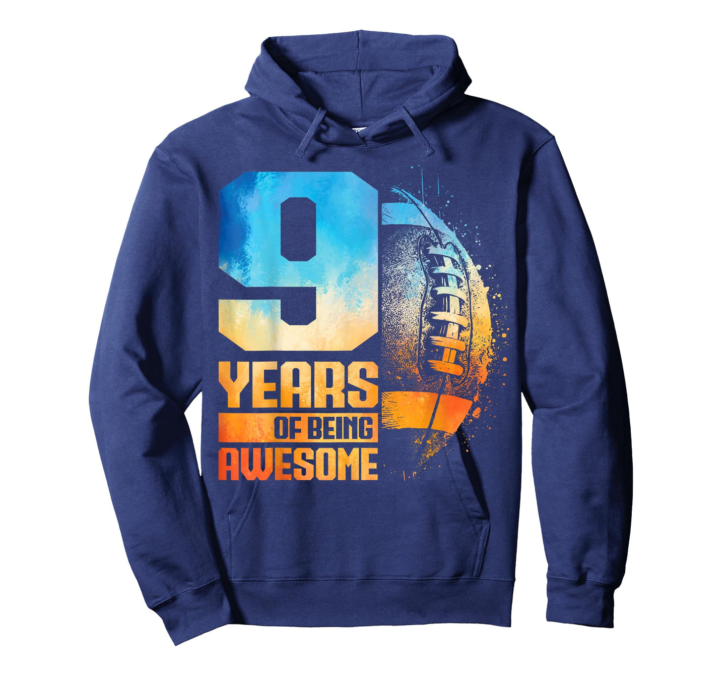 9th Birthday Retro American Football 9 Years Old Boy Girl T-Shirt