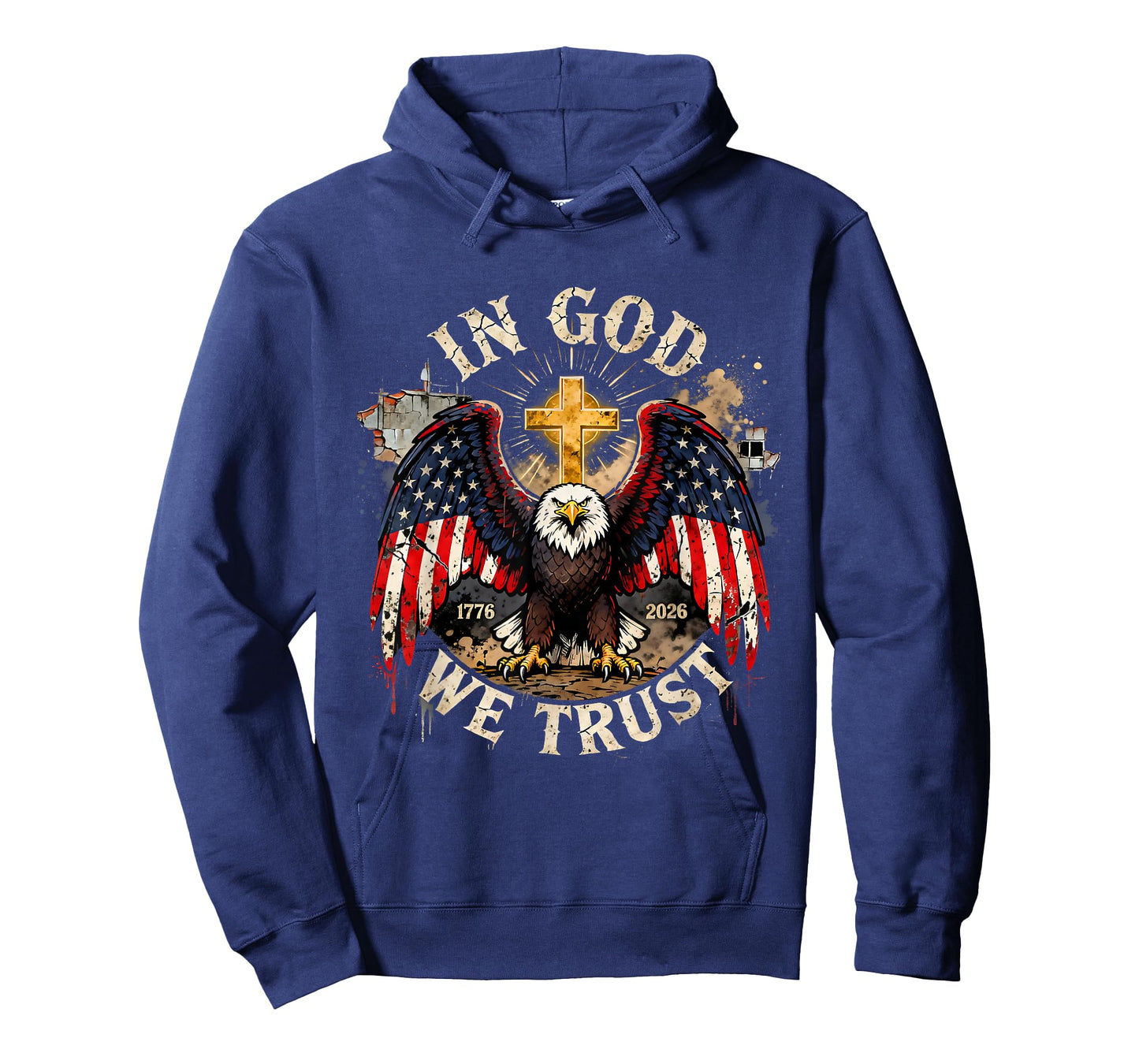 in God We Trust 250 Years of Freedom USA Eagle Cross T-Shirt