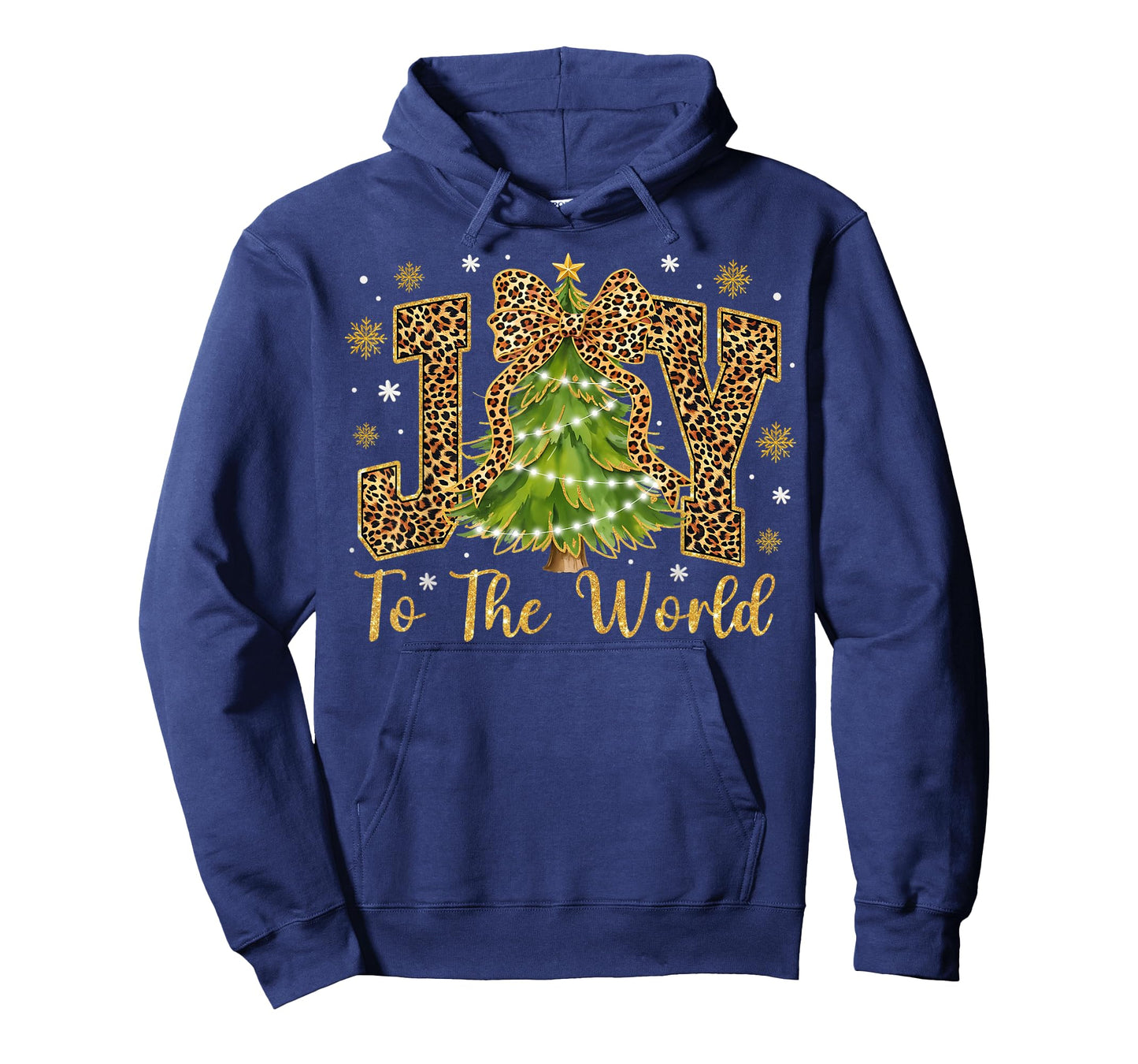 Coquette Bow Leopard Christmas Joy to The World Xmas Tree T-Shirt