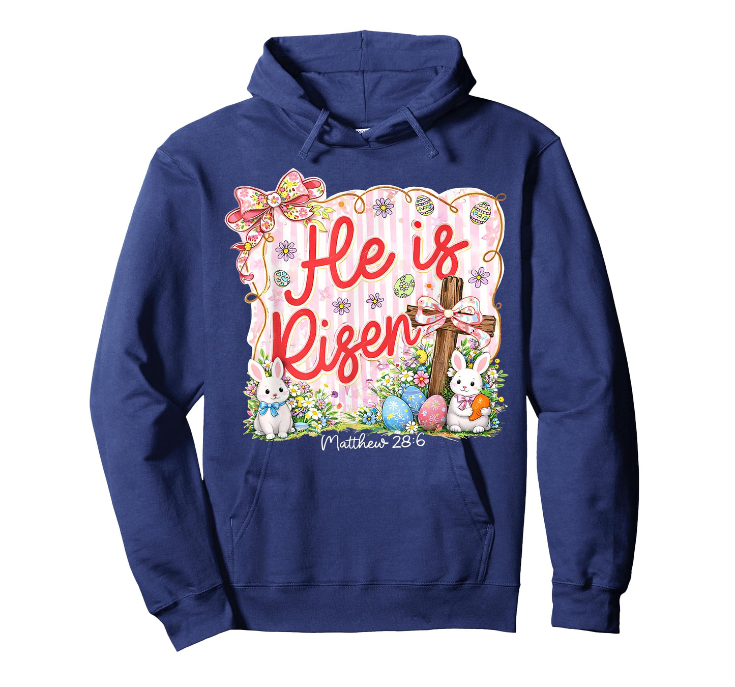 Preppy Easter He is Risen Bunny Eggs Women Girls T-Shirt