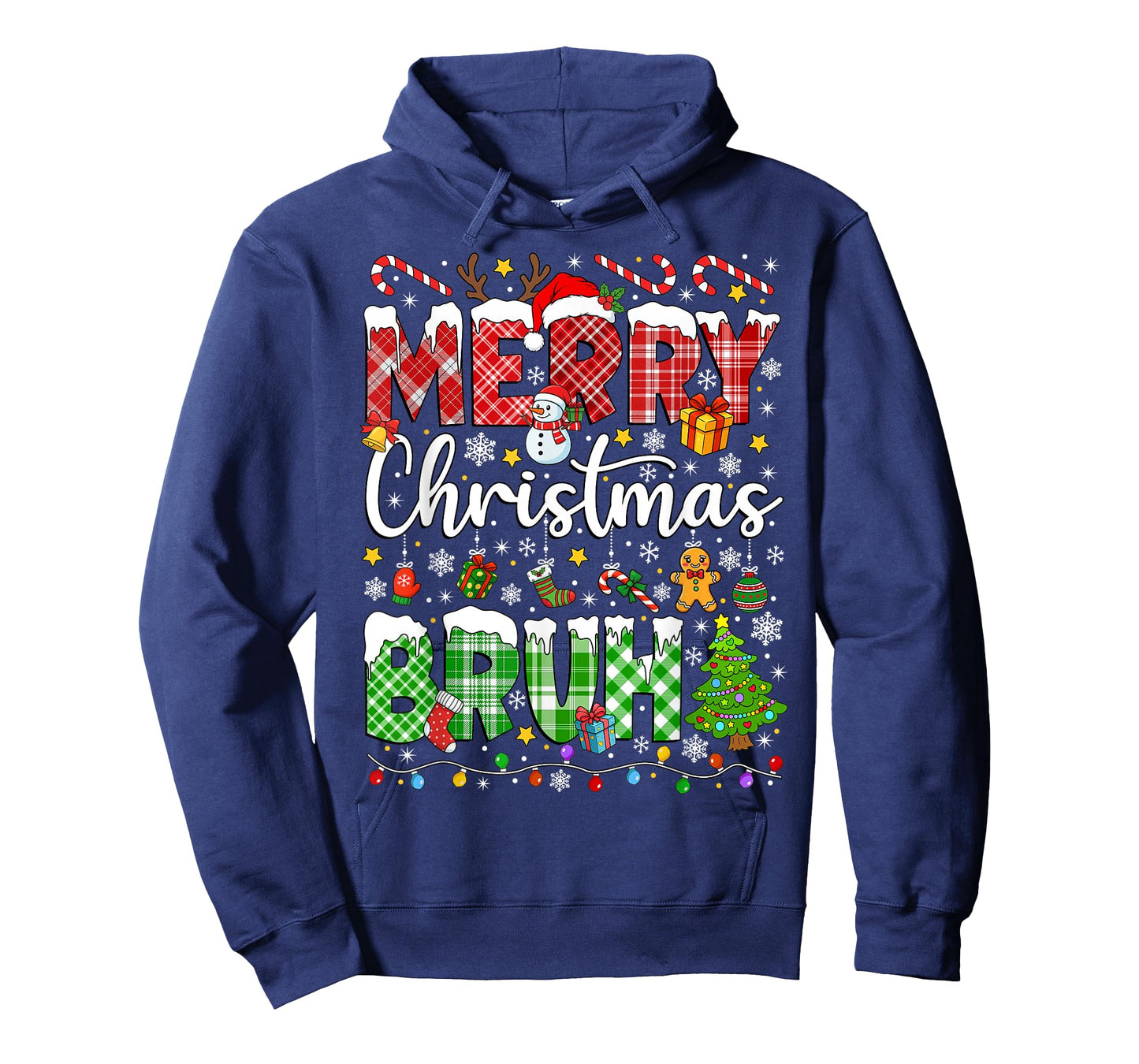 Merry Christmas Bruh Santa Funny Red Plaid Teens Boys Kids T-Shirt