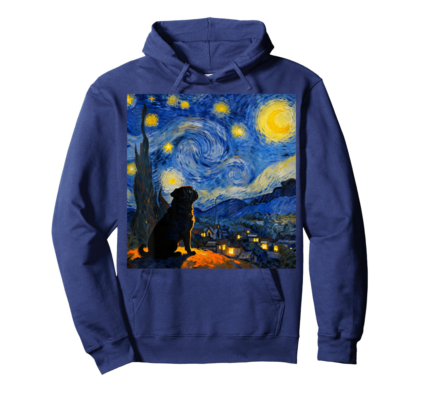 Funny Pug Graphic Van Gogh Style Starry Night Pug Lovers T-Shirt