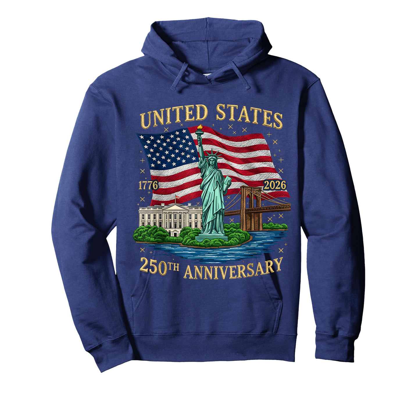 250 Years 1776-2026 250th Birthday Patriotic American Flag T-Shirt