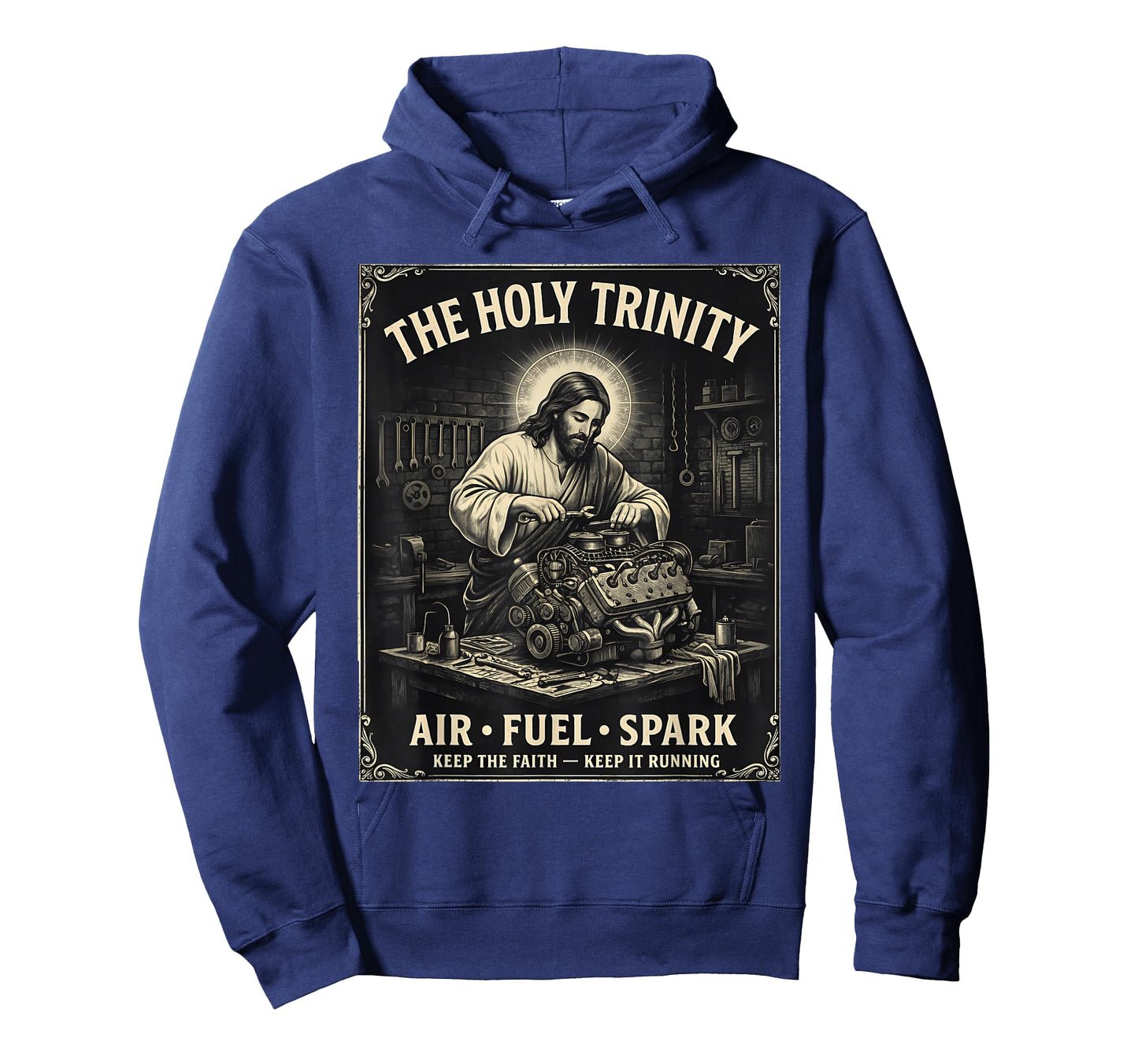 The Holy Trinity Air Fuel Spark Mechanic Jesus Humor T-Shirt