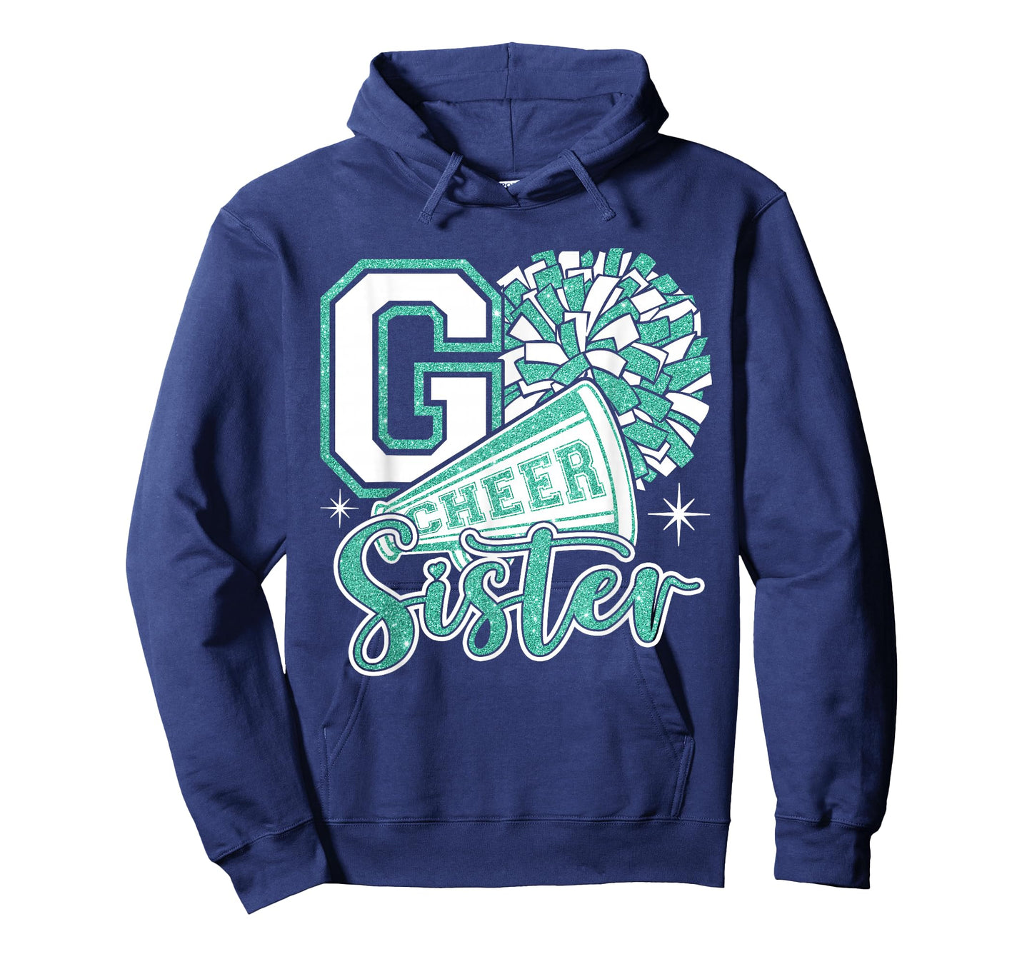 GO Cheer Sister Sport Cheerleader Cheerleading Teal Blue T-Shirt