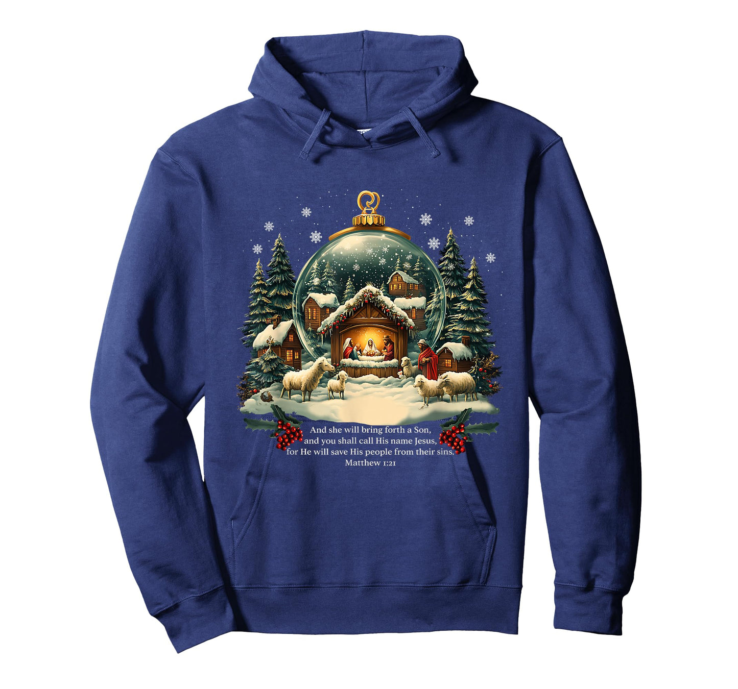 Nativity Ornament Christmas Scene Matthew 1:21 T-Shirt