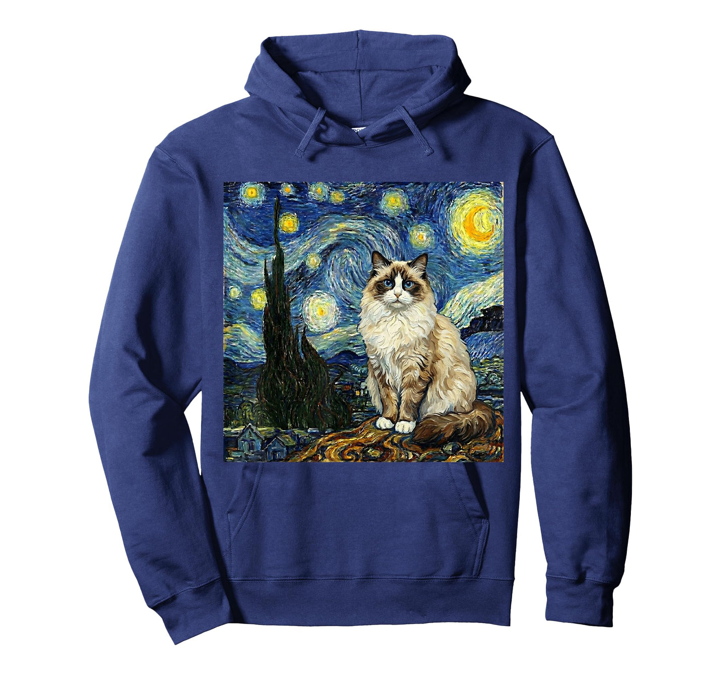 Van Gogh Art Starry Night - Funny Ragdoll Cat Artistic T-Shirt