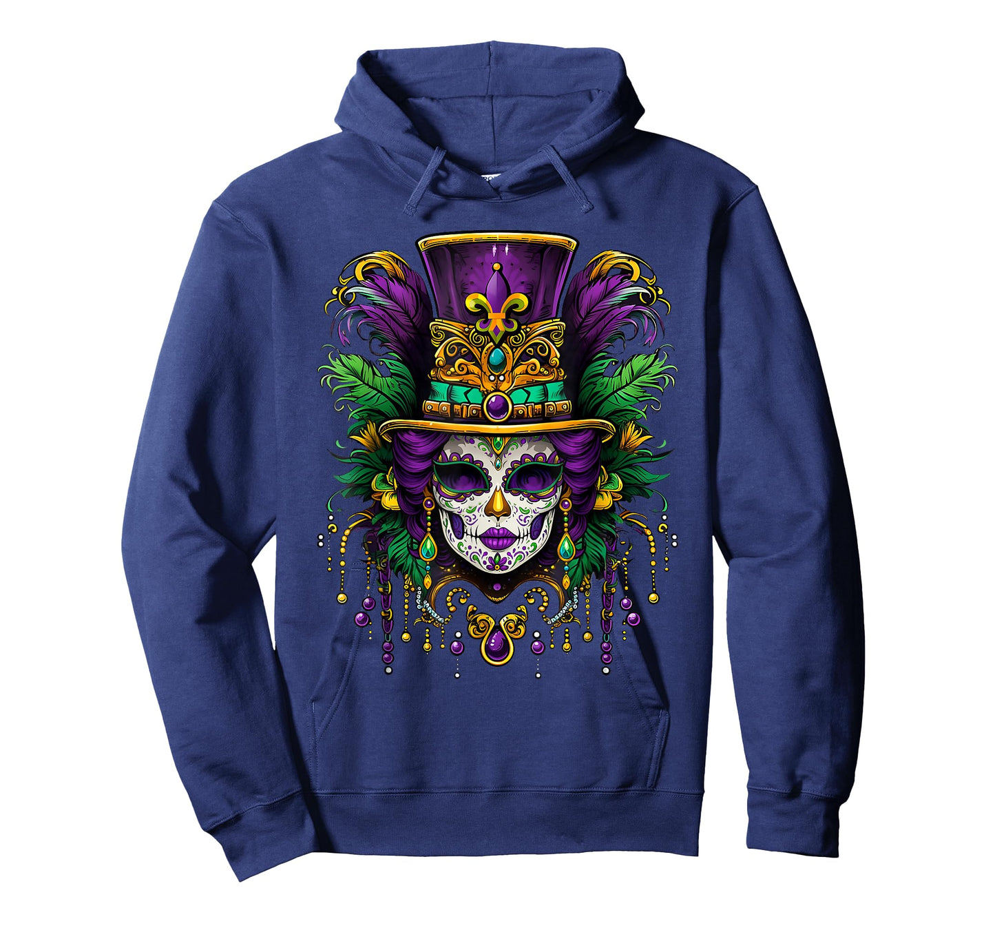 Mardi Gras Mask Feathers Carnival New Orleans Fleur De Lis T-Shirt