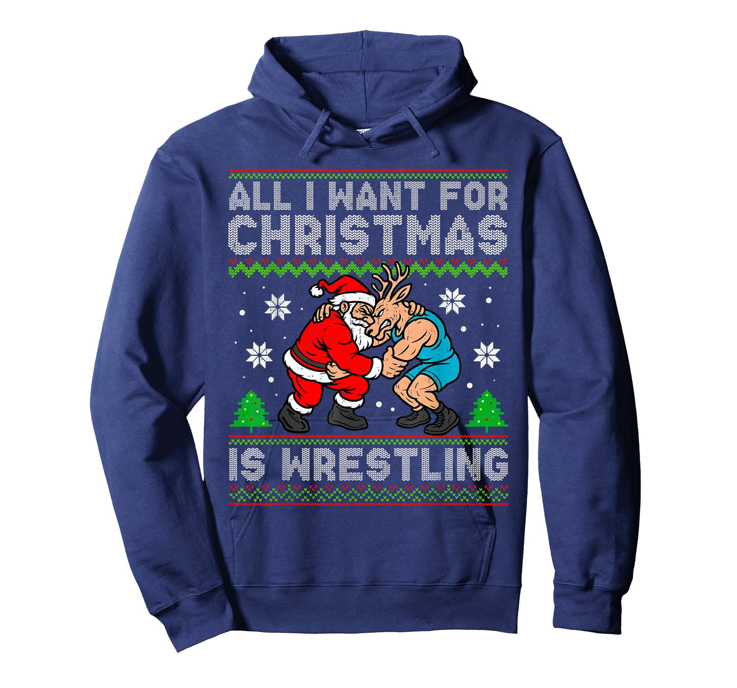 Funny Wrestling Santa Reindeer Ugly Christmas Wrestler Xmas T-Shirt