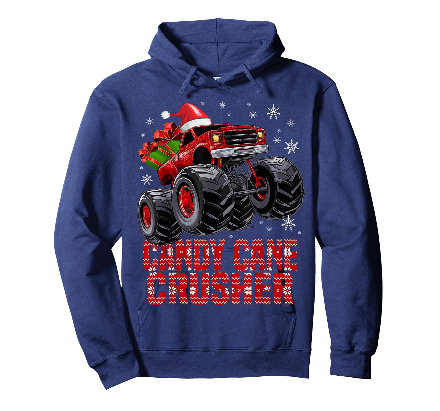 Kids Christmas Candy Cane Crusher Xmas Monster Truck T-Shirt