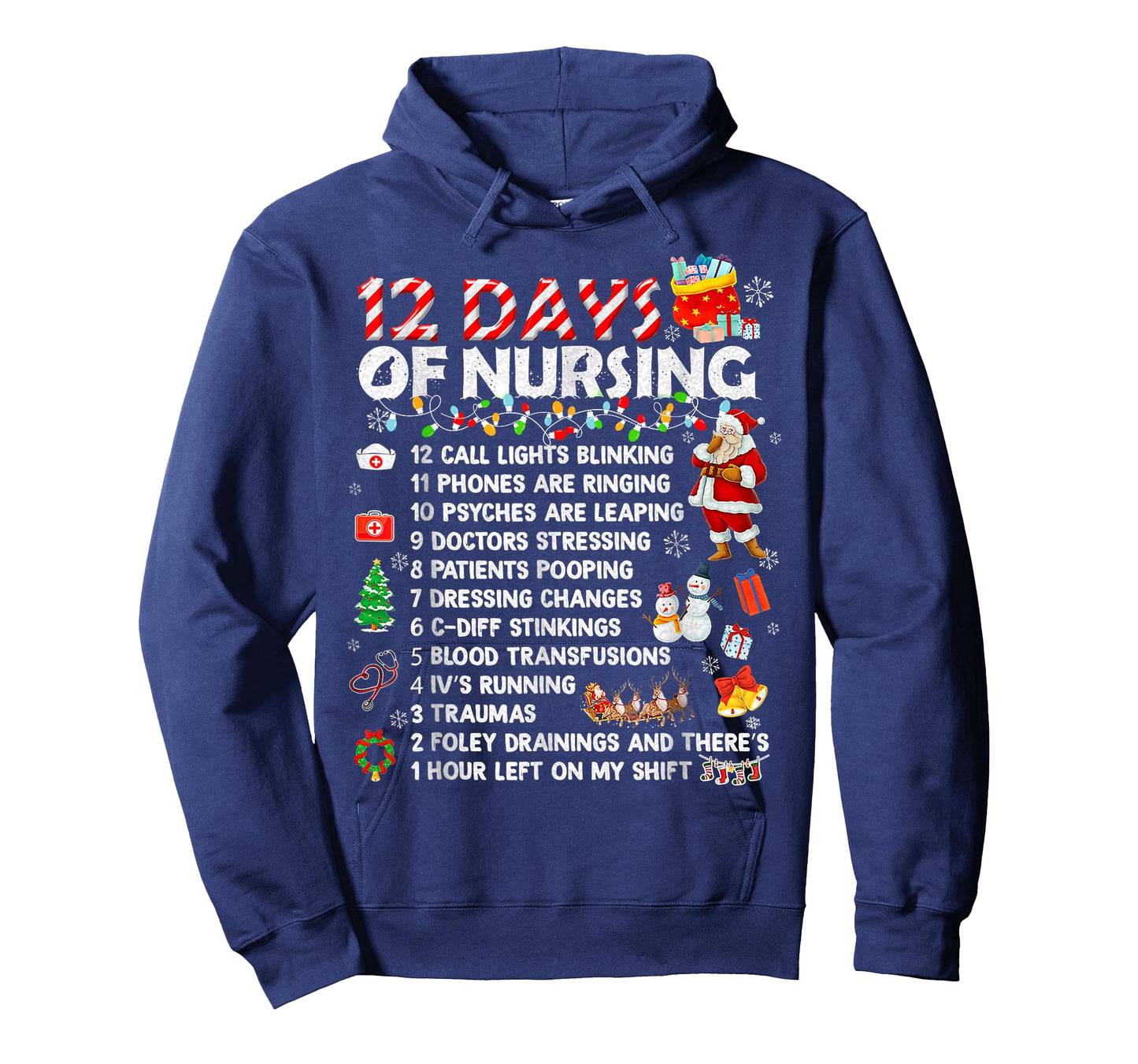 Nurses Merry Christmas Funny 12 Days of Nursing Xmas Women T-Shirt