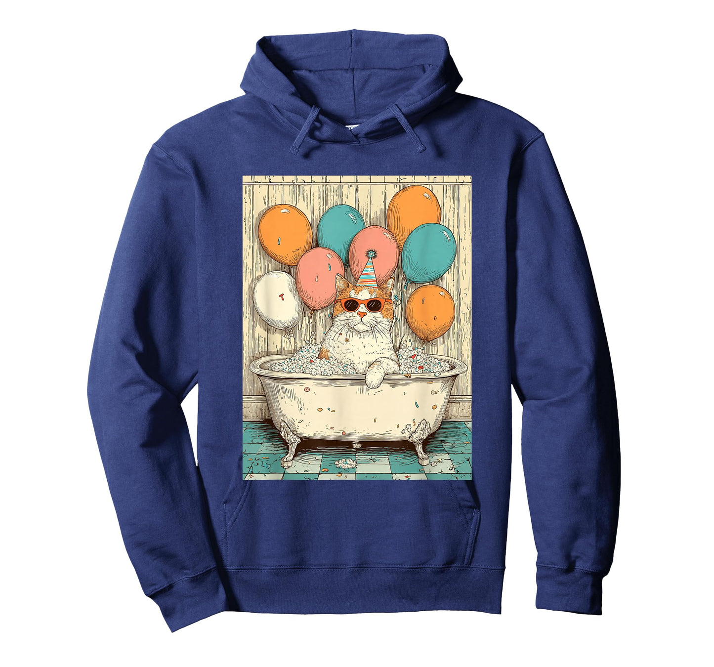 Cat Birthday Party Balloons Bathtub Art Print T-Shirt