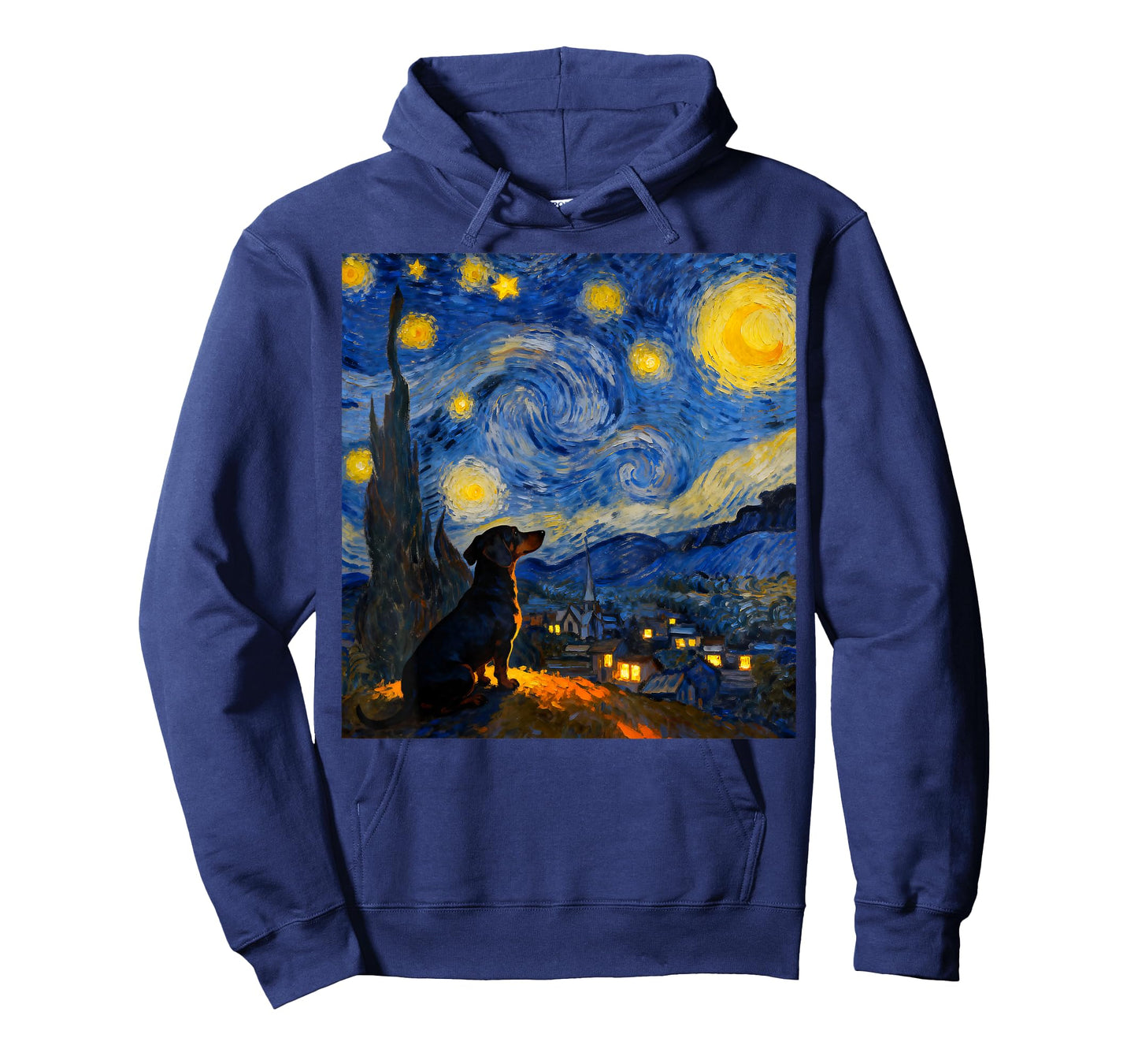 Funny Dachshund Graphic Van Gogh Style Starry Night T-Shirt