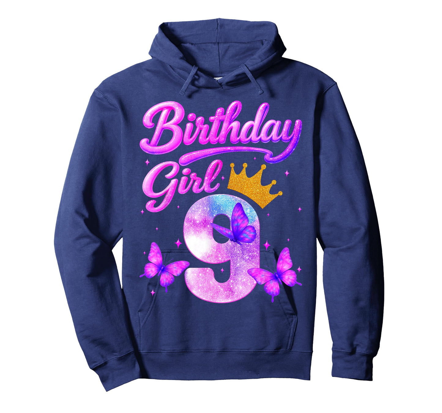 Birthday Girl 9 Year Old Butterfly Theme Party 9th Bday Kids T-Shirt