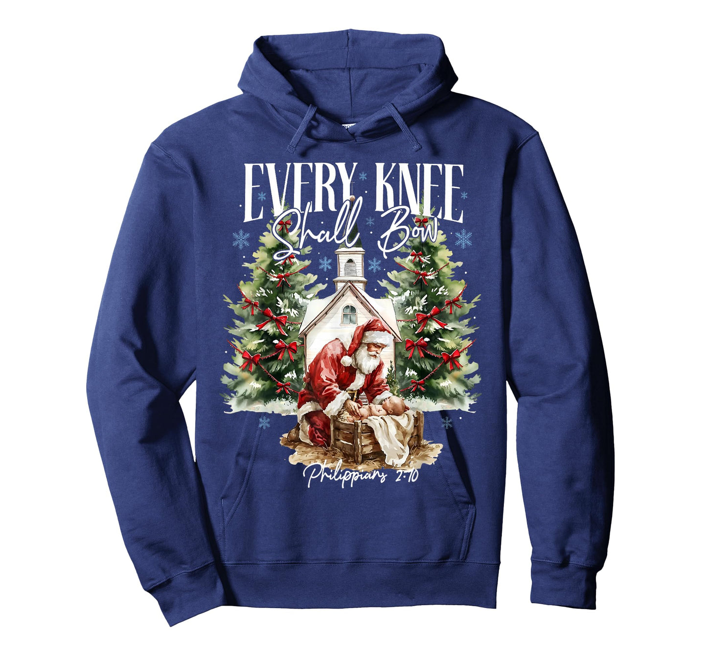 Every Knee Shall Bow Jesus Christian Santa Claus Christmas T-Shirt