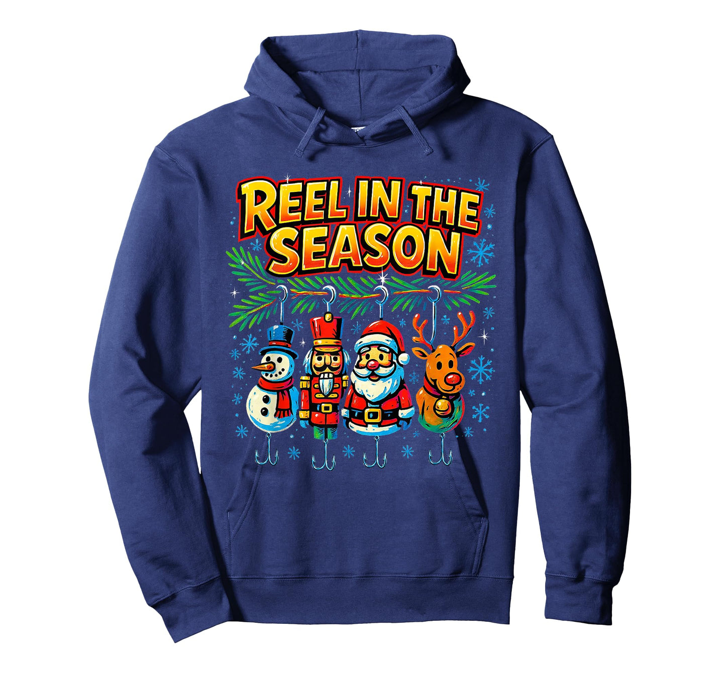 Reel in The Season Funny Fishing Christmas Design T-Shirt