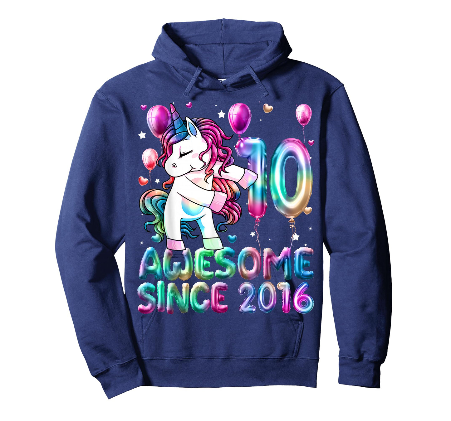 10 Year Old Awesome Since 2016 Unicorn 10th Birthday Girl T-Shirt
