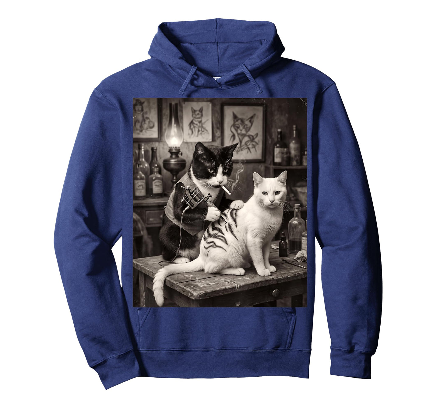 Cat Smoking Tattoo Vintage Inked Kitty Artist Funny Meme T-Shirt