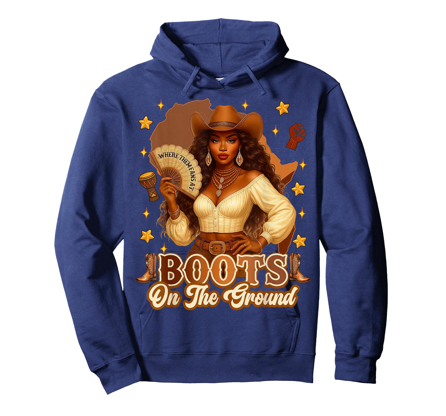 Boots On The Ground Black History Cowgirl Where Them Fans At T-Shirt