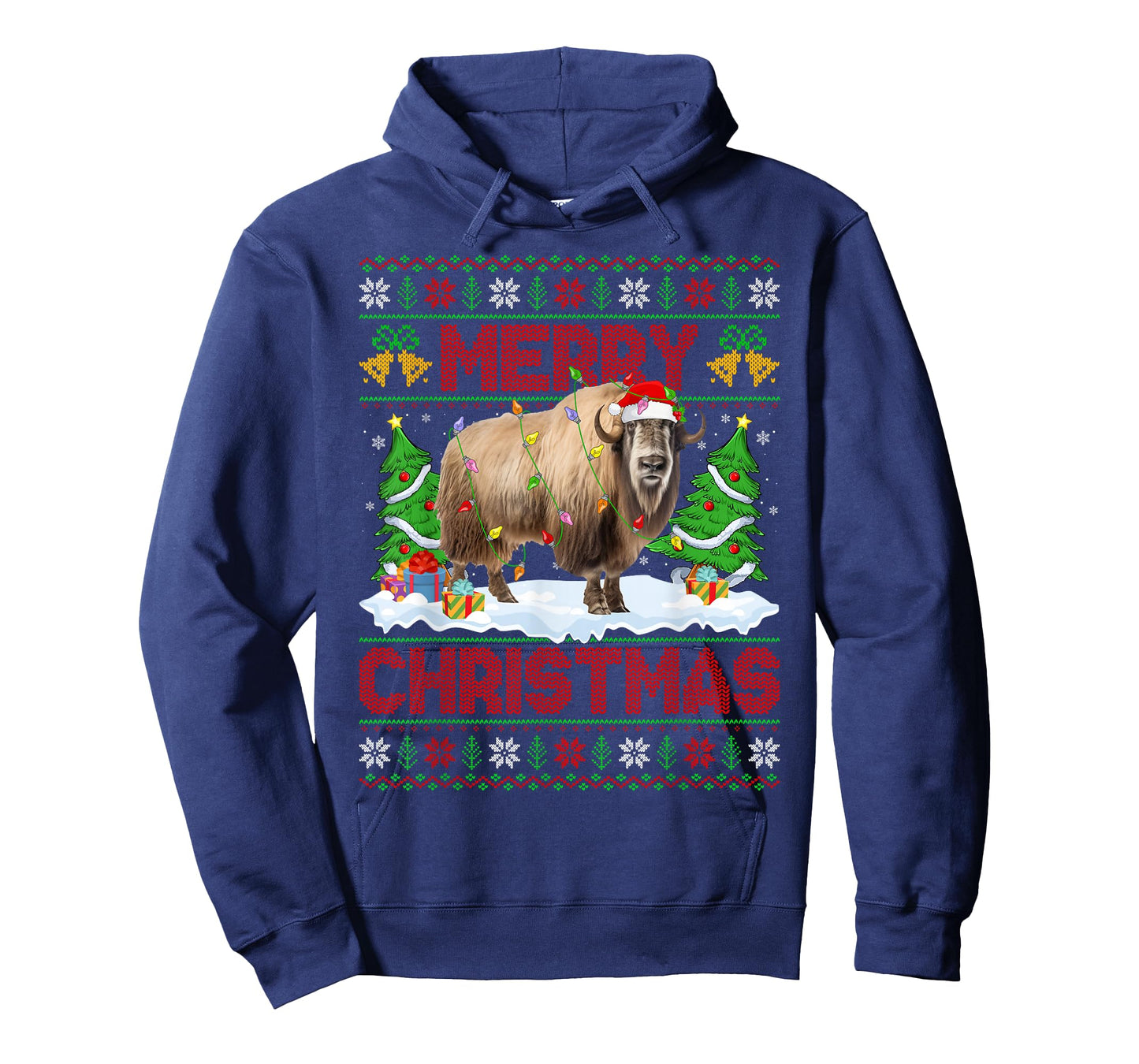 Yak Ugly Xmas Sweater Funny Yak Animal Lights Christmas T-Shirt