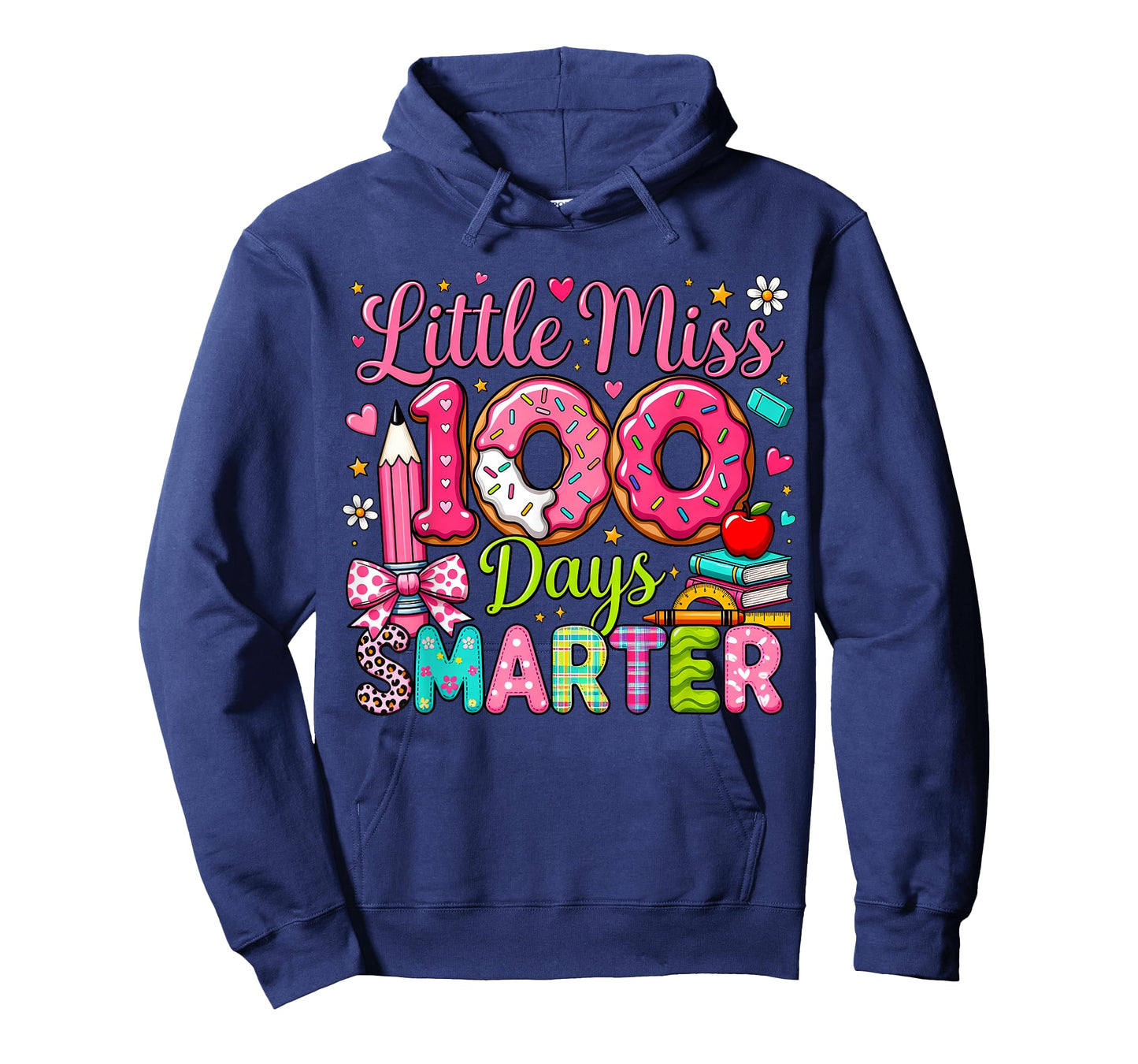 Little Miss 100 Days Smarter Girls Happy 100 Days of School T-Shirt