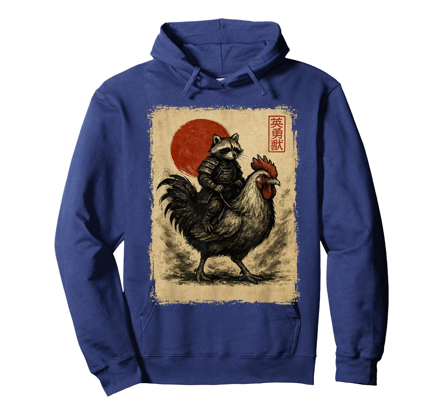 Funny Vintage Raccoon Rooster Chicken Japanese Ukiyo-e Art T-Shirt