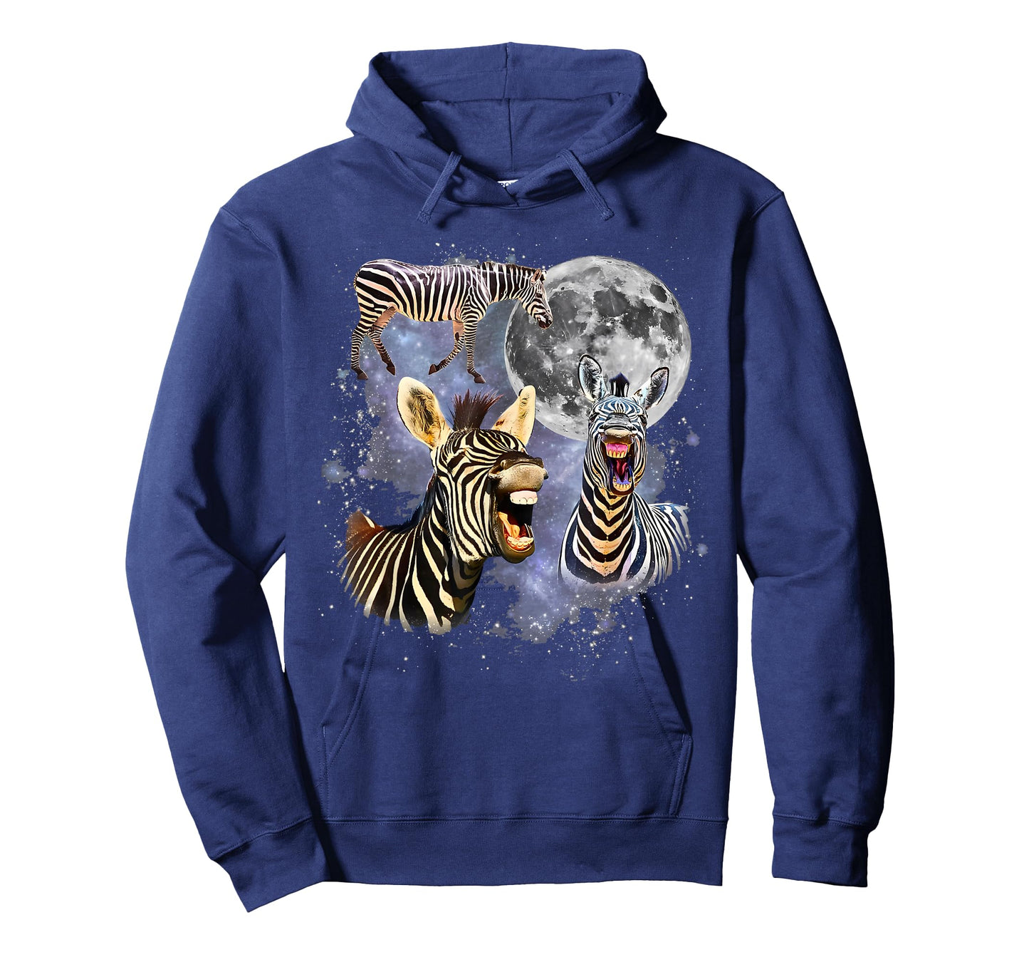 Vintage 90s Three Zebra Howling at The Moon Wildlife Graphic T-Shirt