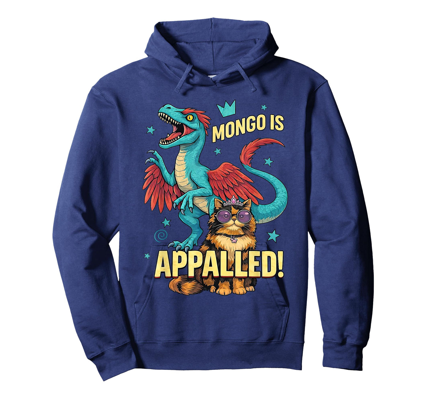 Retro Mongo is Appalled Princess Cat Riding Dinosaur Womens T-Shirt