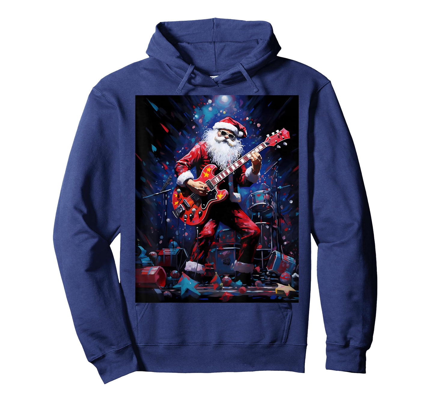 Men's Christmas Rock Punk Guitar Santa Claus Print T-Shirt