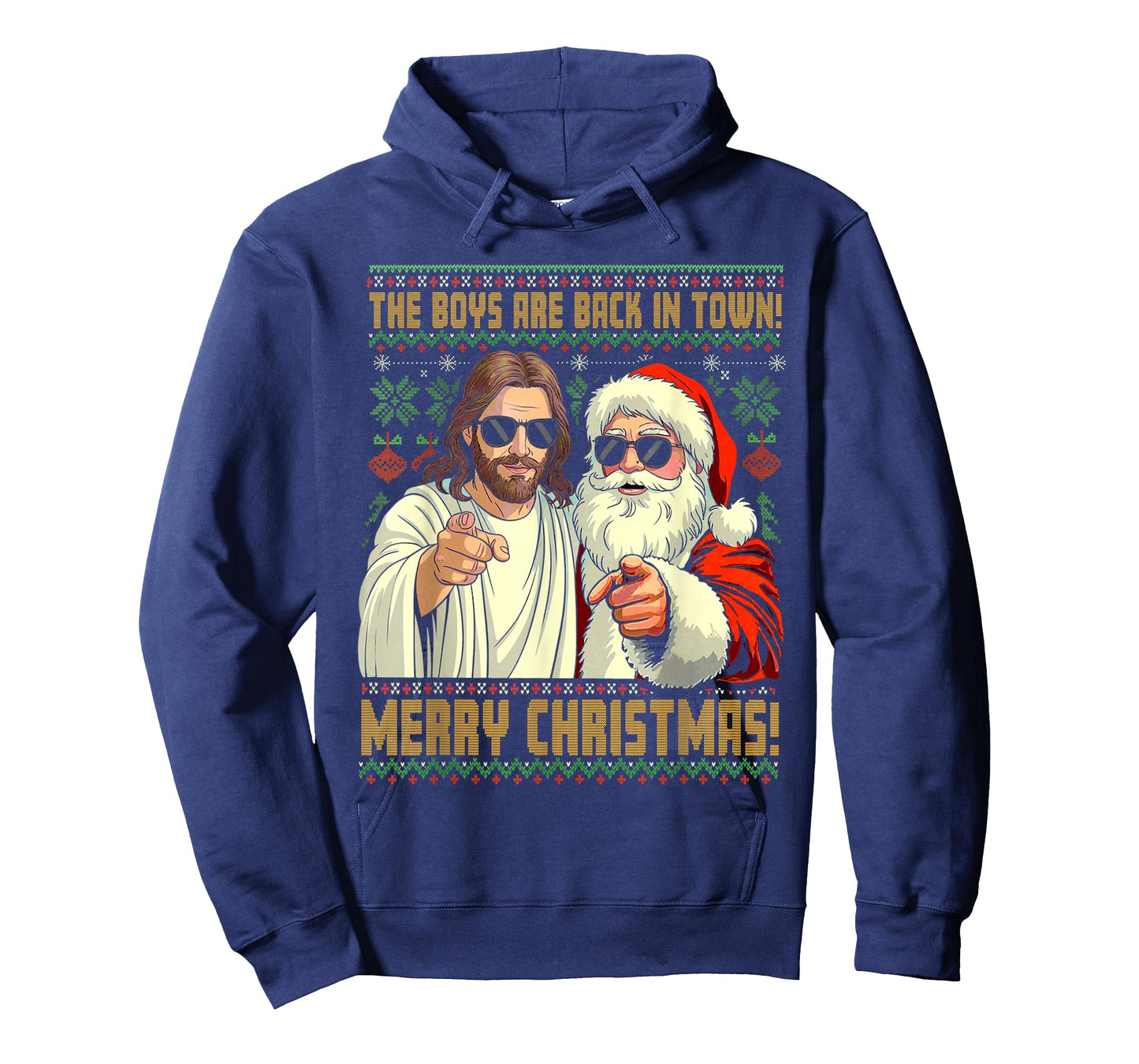 Funny Jesus Santa The Boys are Back in Town Merry Christmas T-Shirt