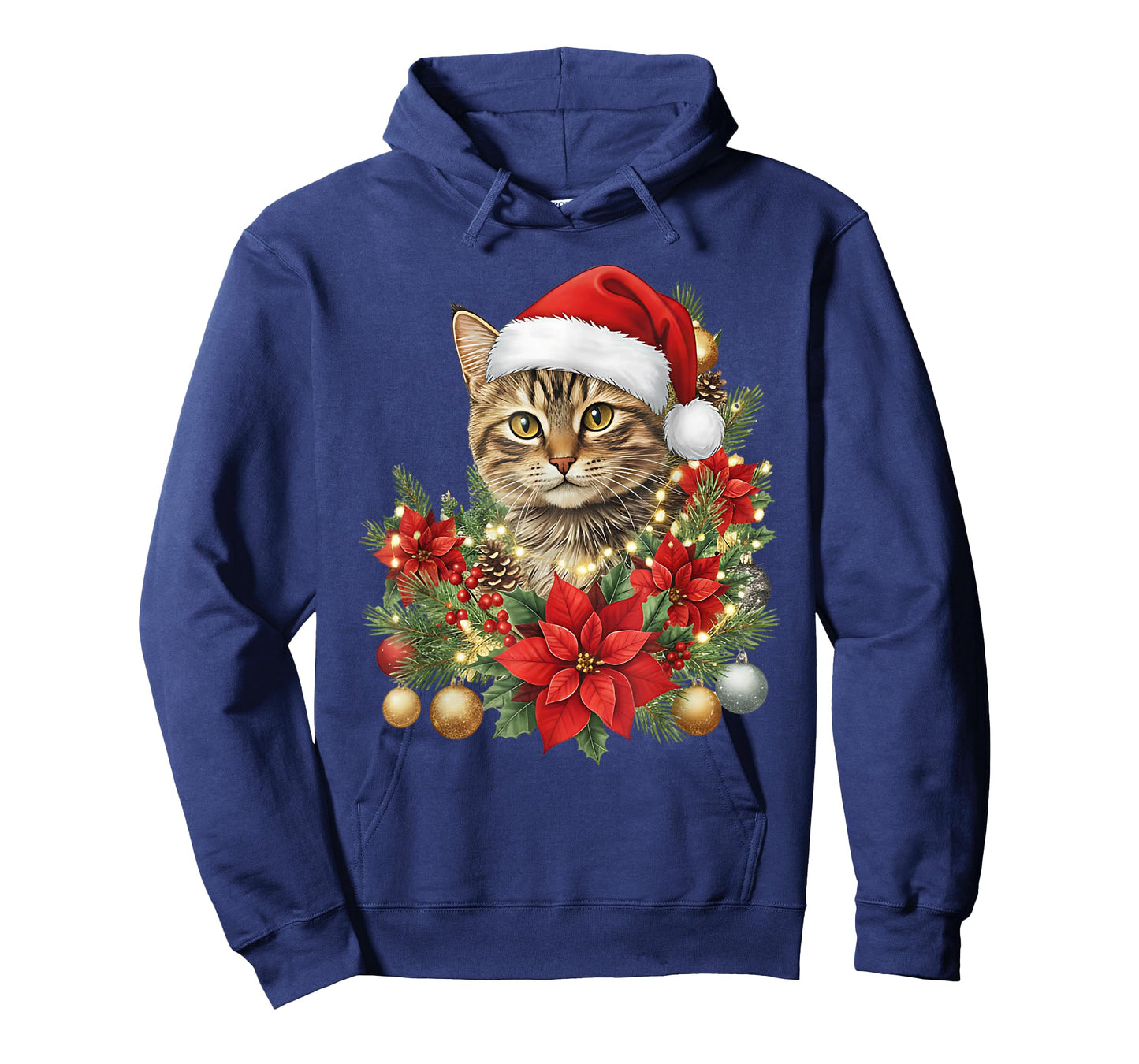 Cat Christmas Flowers Holiday Santa Cat Lover Xmas Pajamas T-Shirt