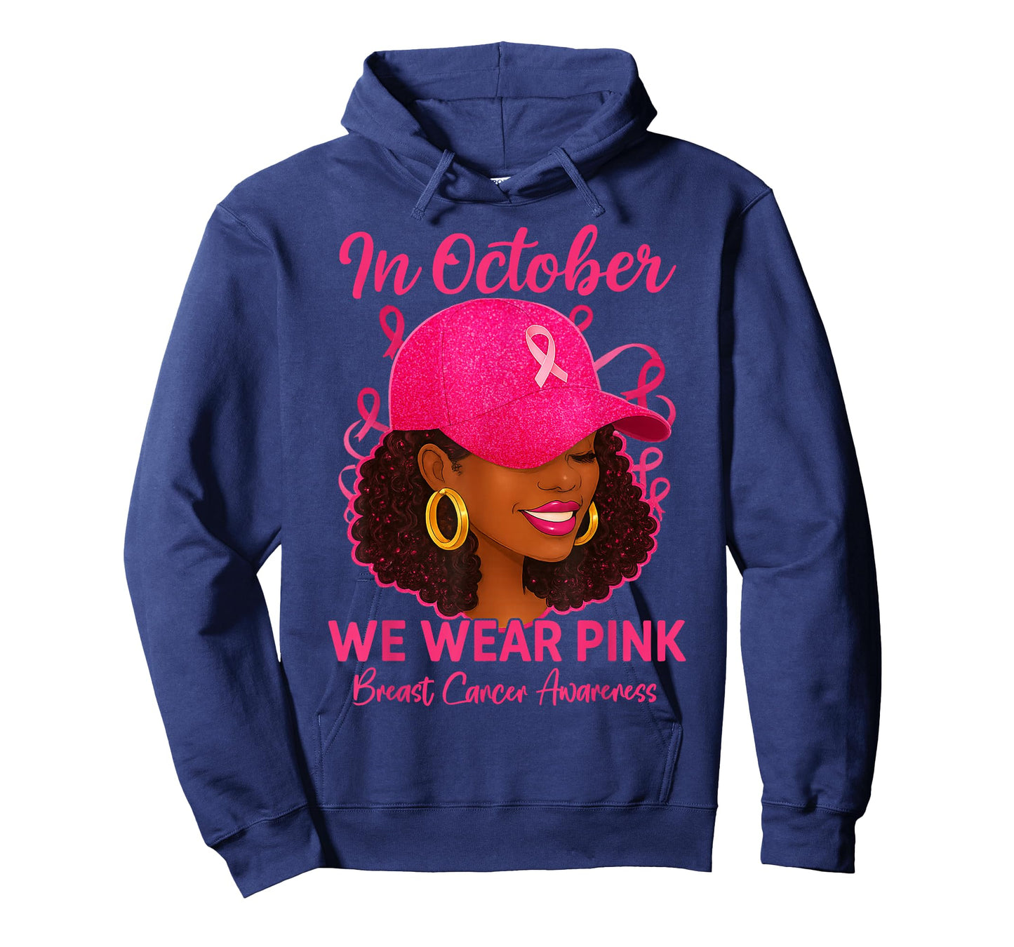 in October We Wear Pink Black Women Breast Cancer Awareness T-Shirt