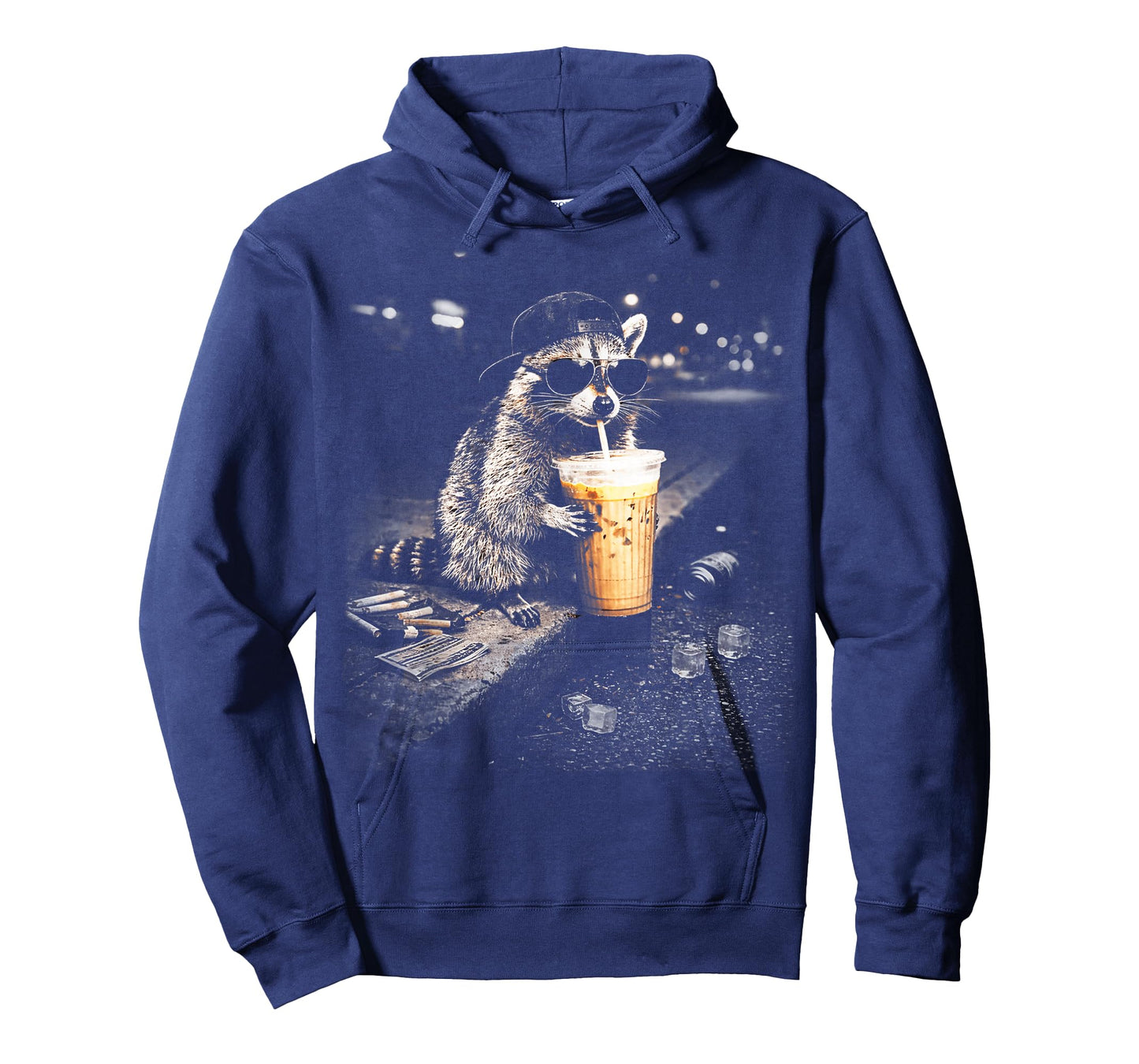 Funny Raccoon Drinking Iced Coffee Lover Humor T-Shirt
