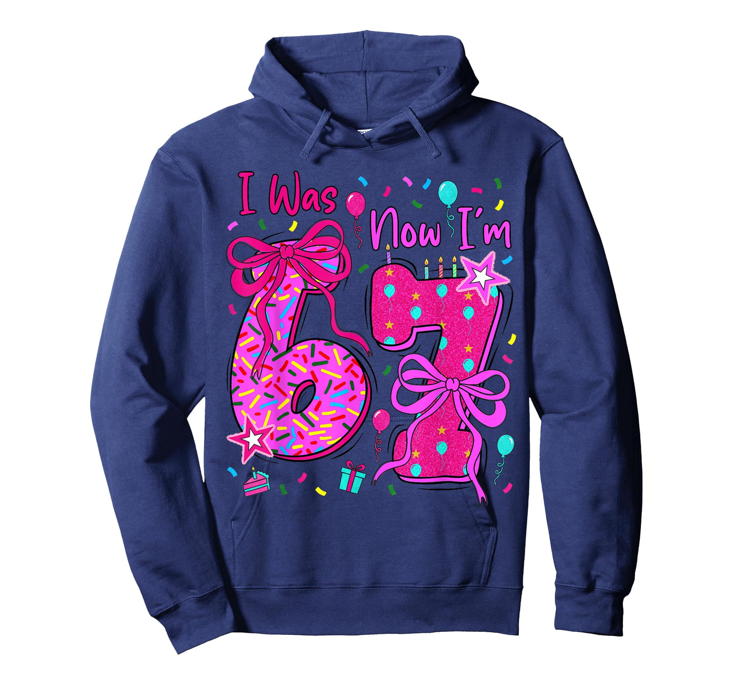 7th Birthday Girl I was 6 Now I'm 7 Year Old Girl Birthday T-Shirt