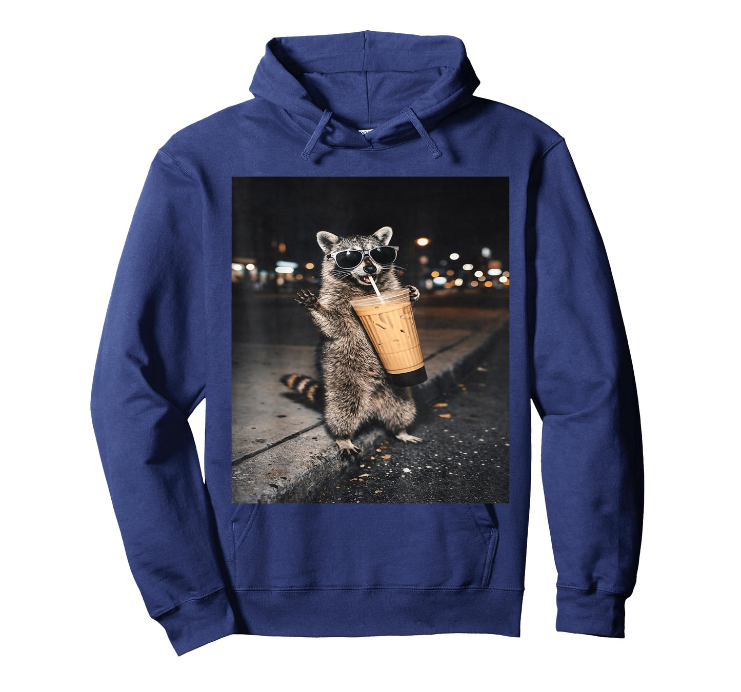 Raccoon Drinking Iced Coffee Funny for Men, Women, and Kids T-Shirt
