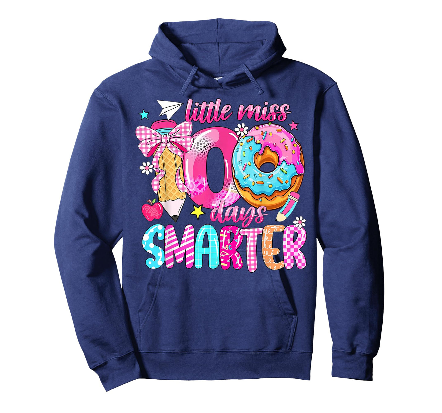Little Miss 100 Days Smarter Donut 100 Days of School Girl T-Shirt