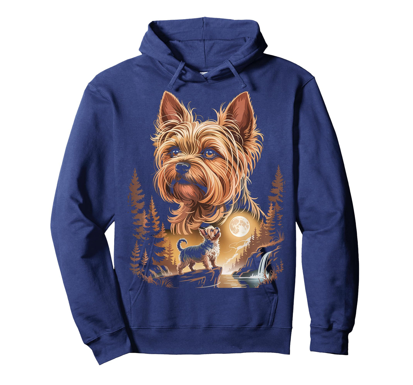 Yorkie Dog Howling at Full Moon Forest Night T-Shirt