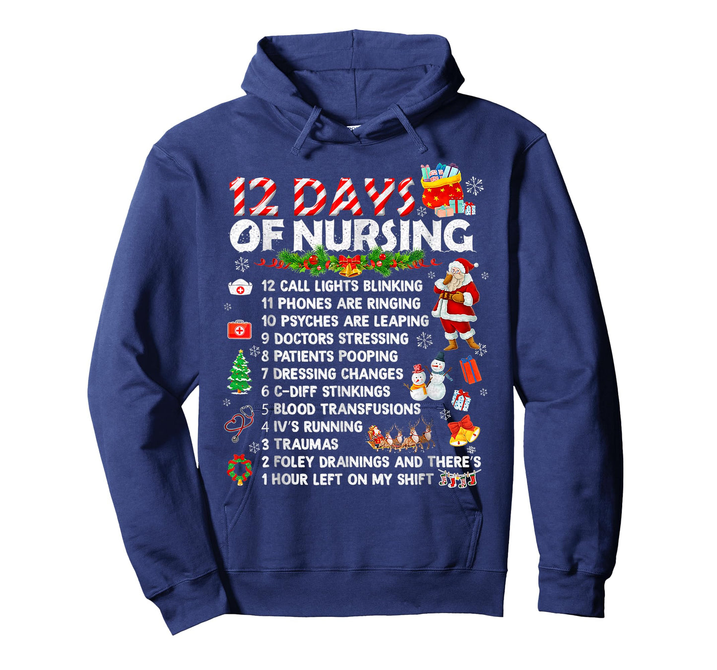 Nurses Merry Christmas Funny 12 Days of Nursing Xmas Women T-Shirt