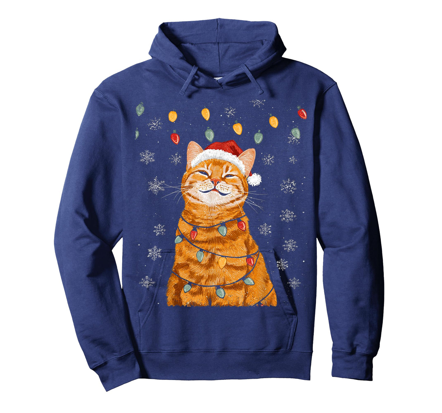 A Merry Christmas Lights Snowflake Ginger Cat Orange T-Shirt