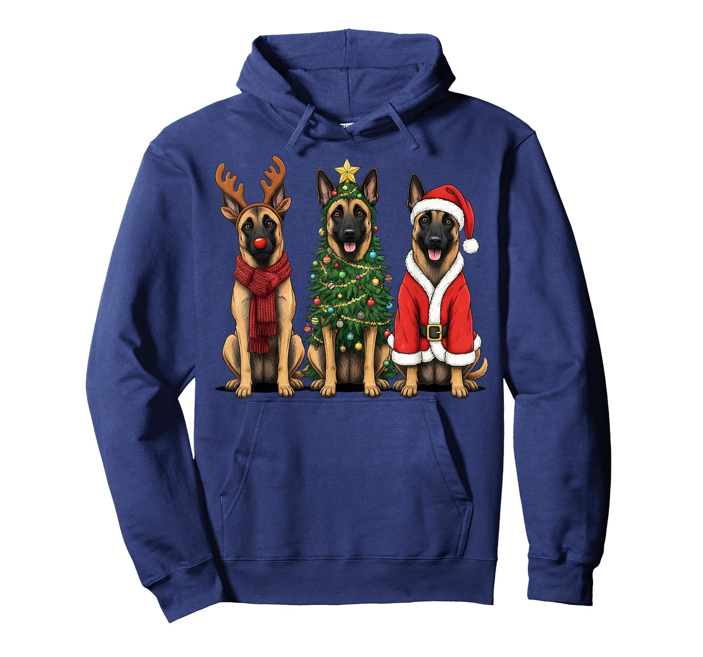 Retro Christmas Belgian Malinois Santa Reindeer Dog Lover T-Shirt
